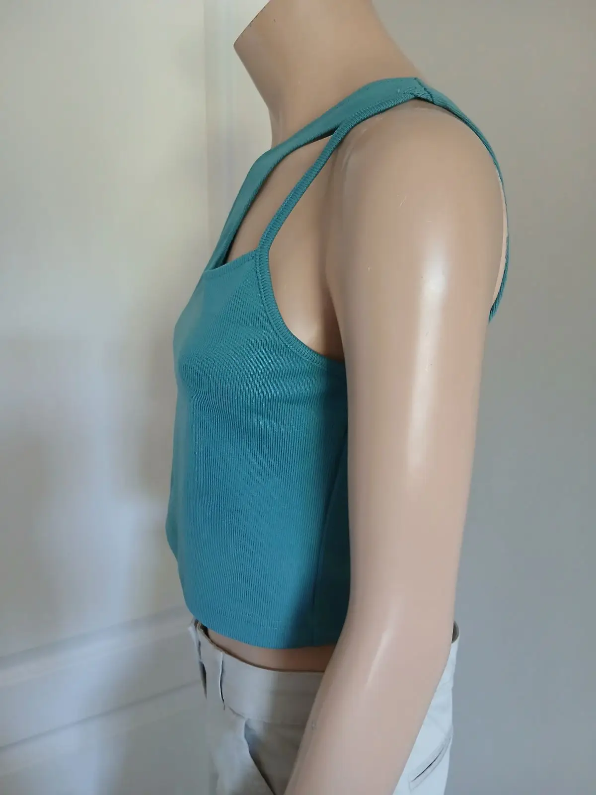 Forever 21 Teal One-Shoulder Crop Top