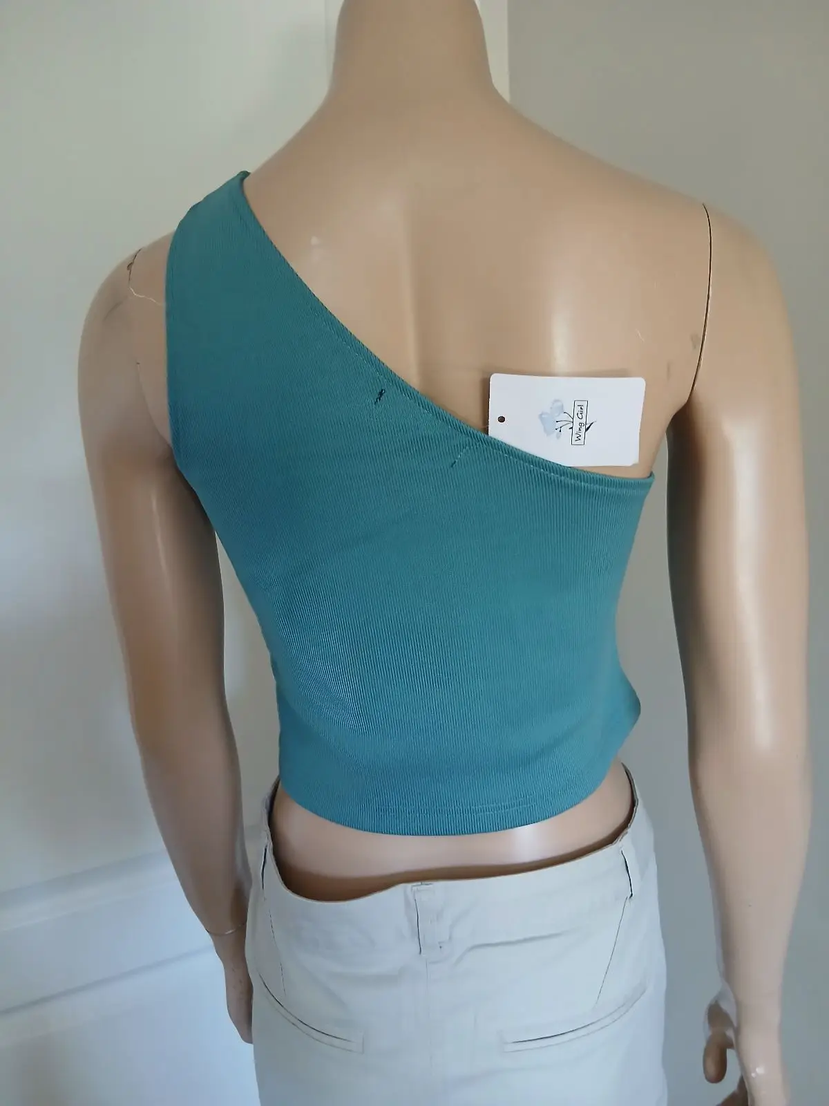 Forever 21 Teal One-Shoulder Crop Top