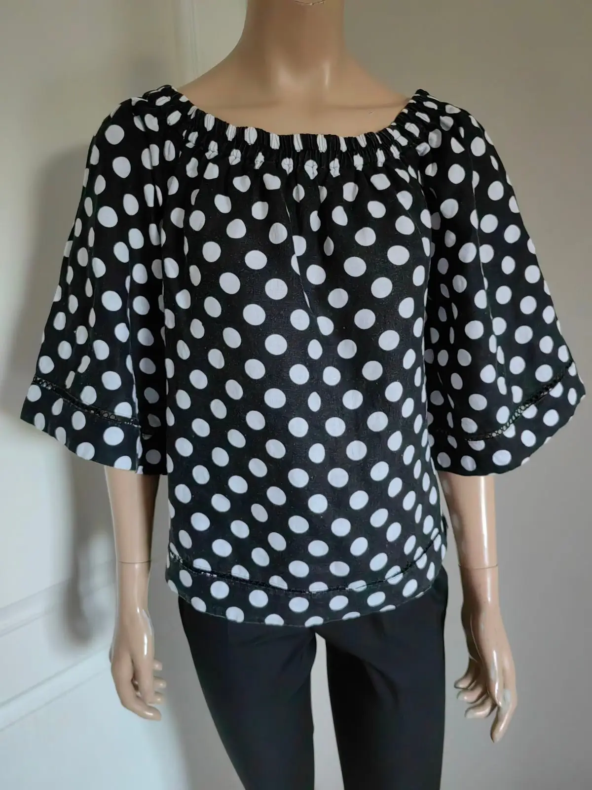 Country Road Country Road Black and White Polka Dot Top
