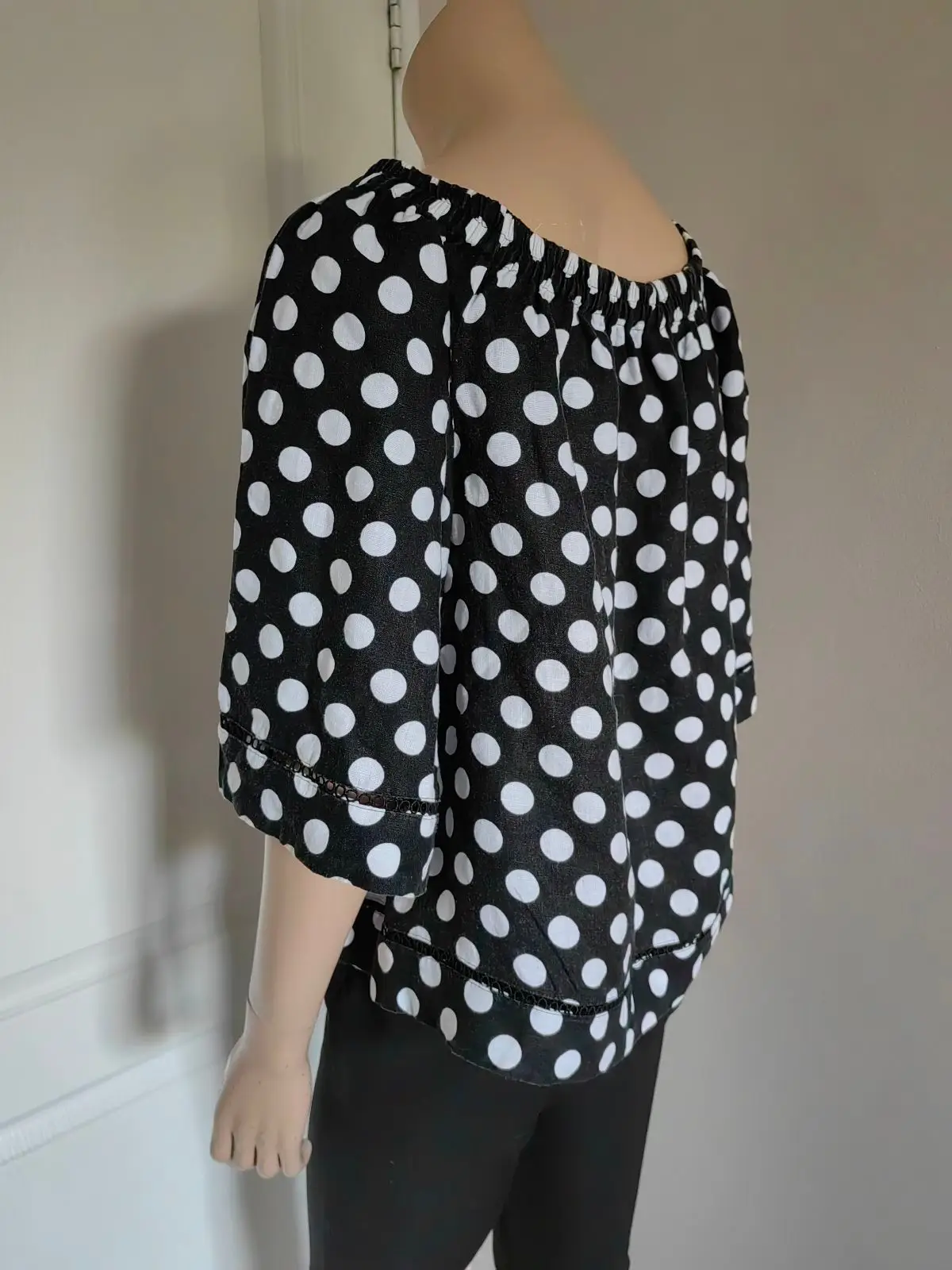 Country Road Black and White Polka Dot Top