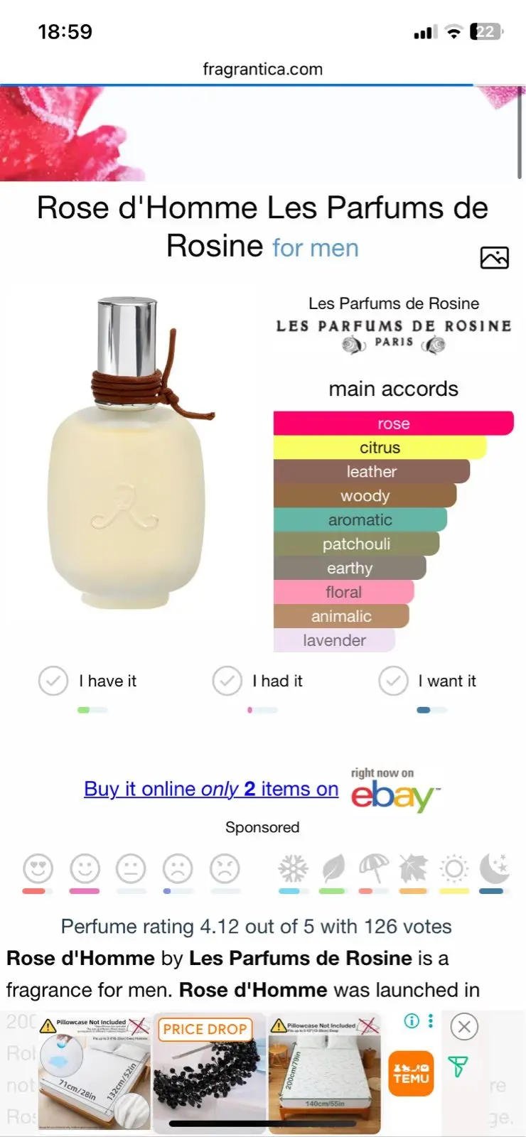 Les Parfums de Rosine Rose d'Homme Les Parfums de Rosine