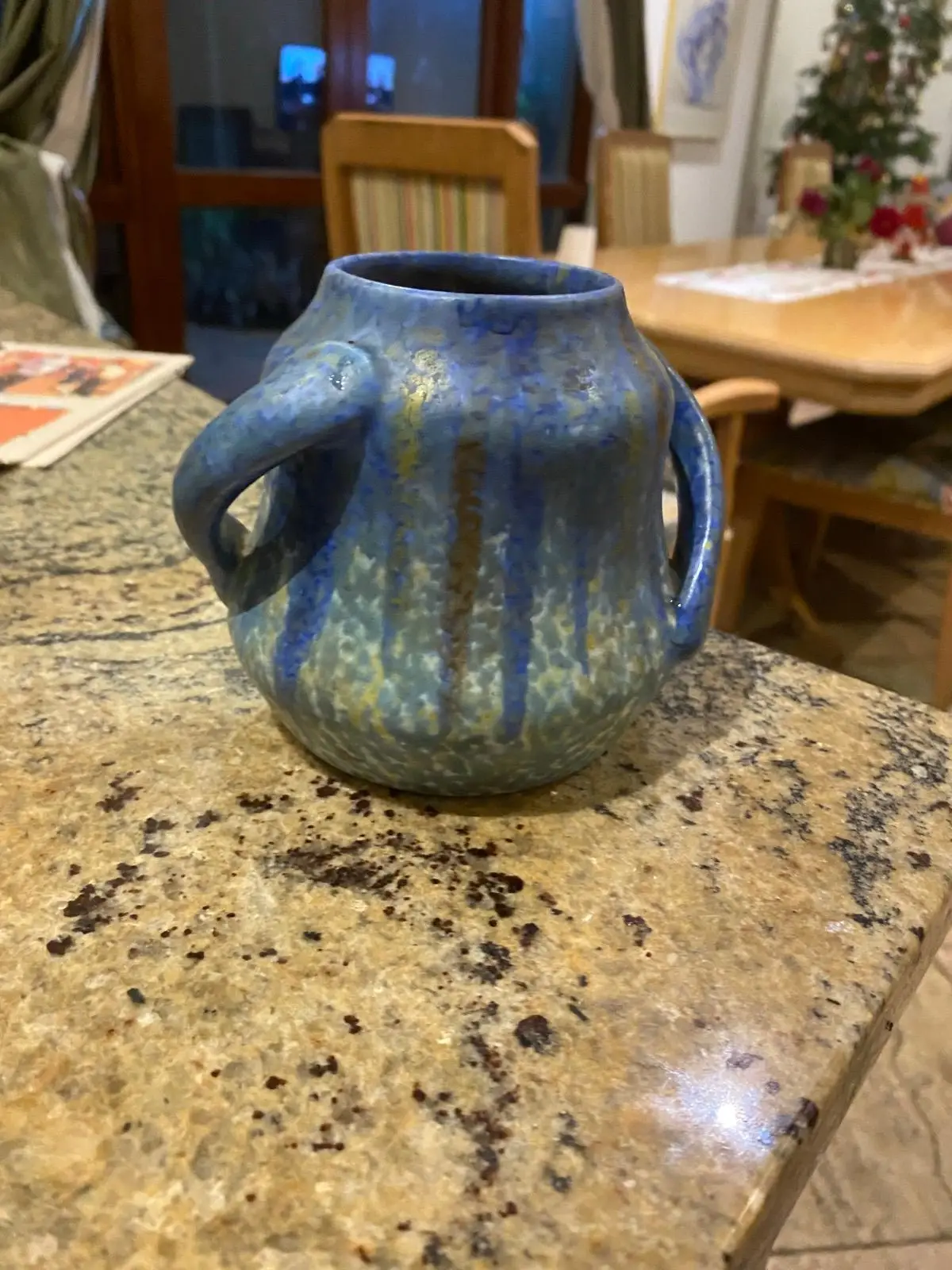 Generic Blue Ceramic Vase with Handles