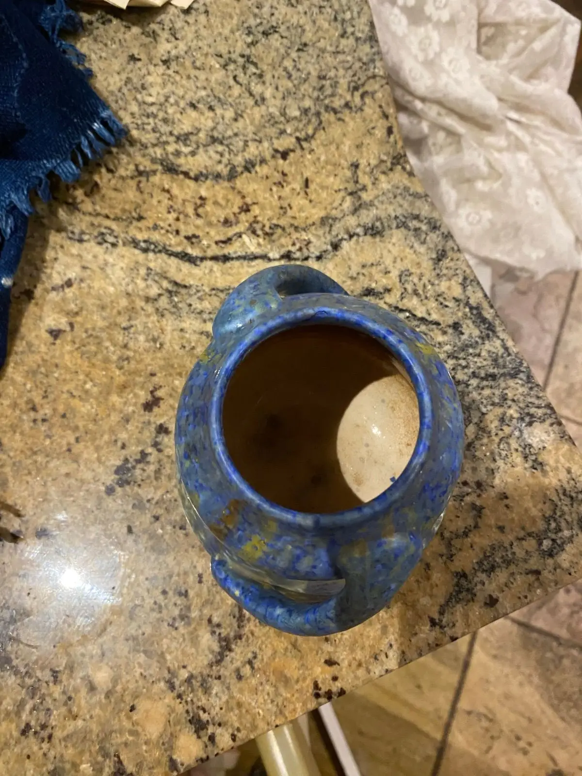 Blue Ceramic Vase with Handles