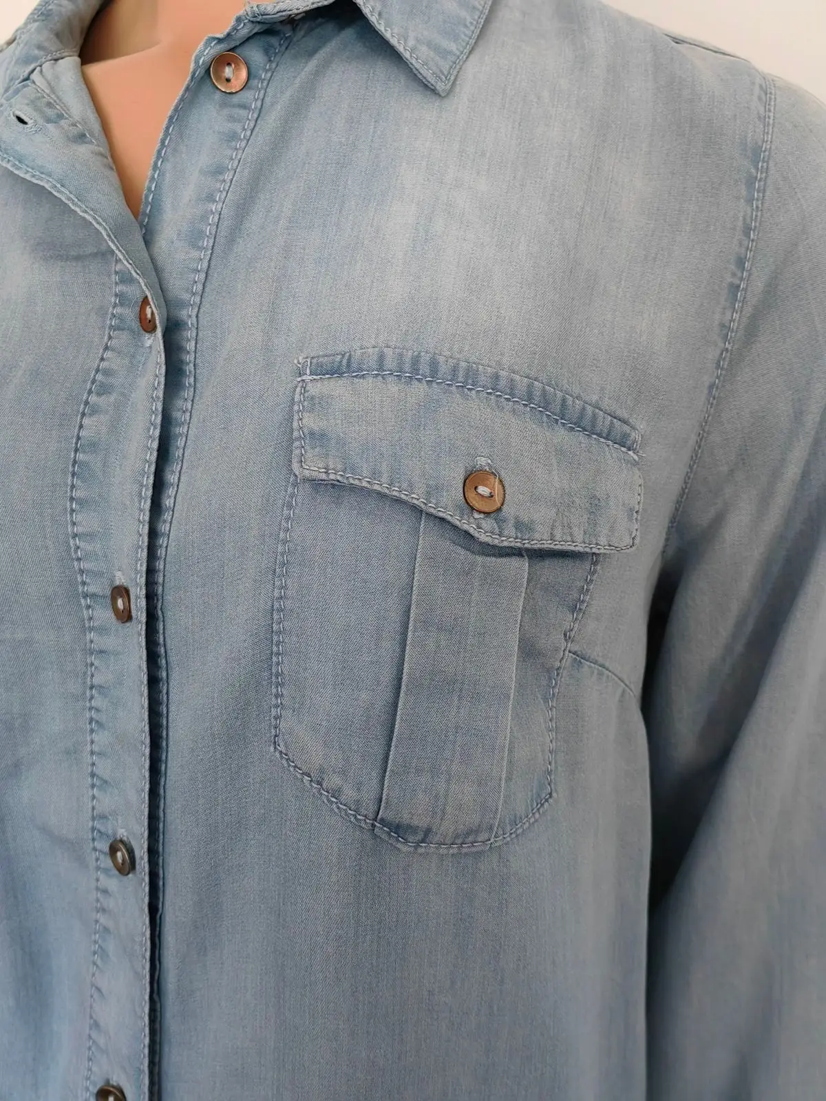 Foschini Light Blue Denim Button-Up Shirt