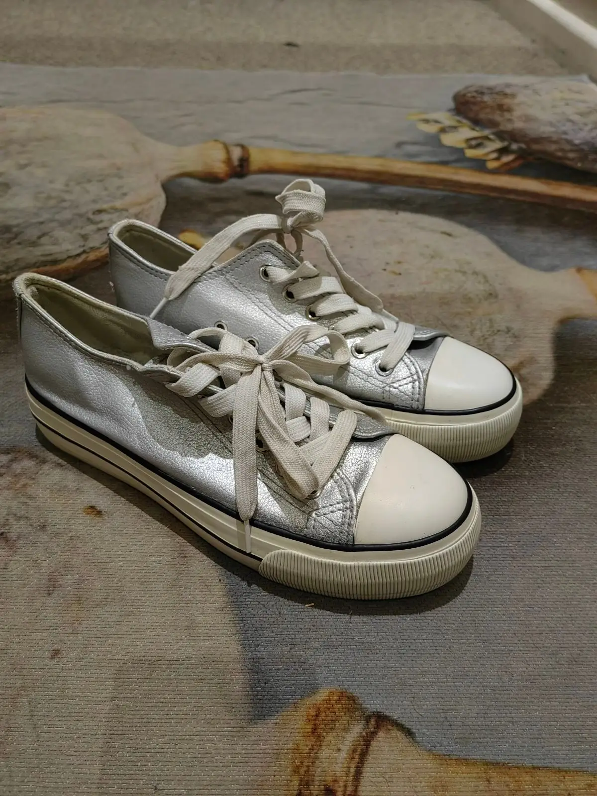 Cotton On Silver Sneakers Size 4