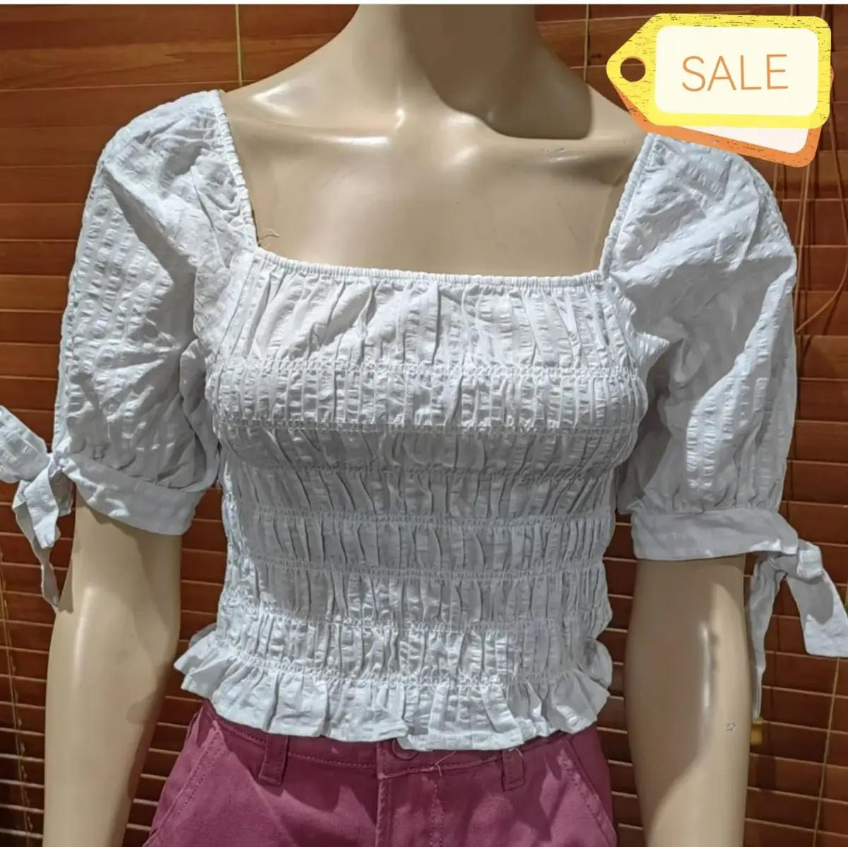 Cotton On Cotton On White Smocked Top