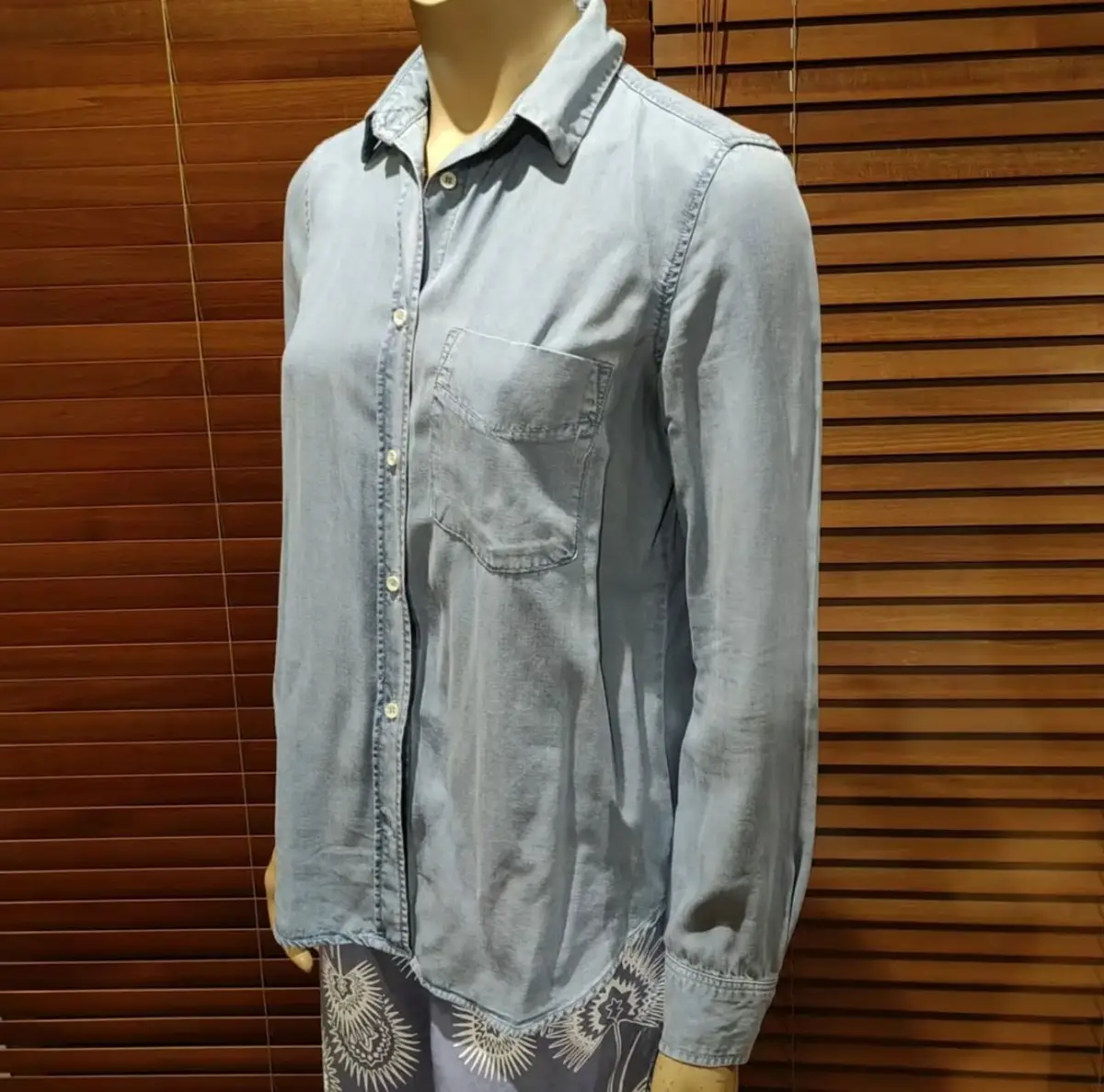 Mango Light Blue Long-Sleeve Shirt