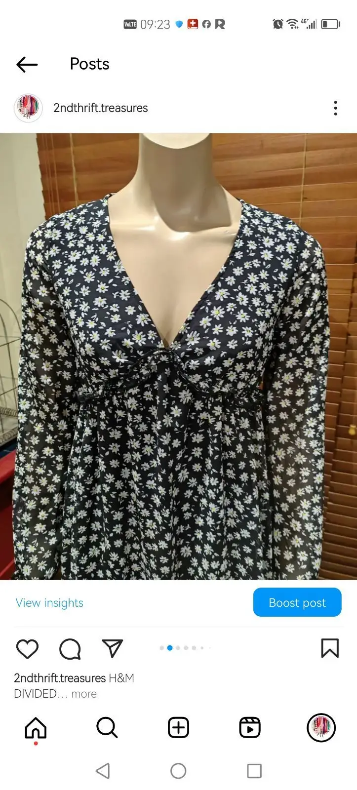 H&M Floral Long-Sleeve Dress