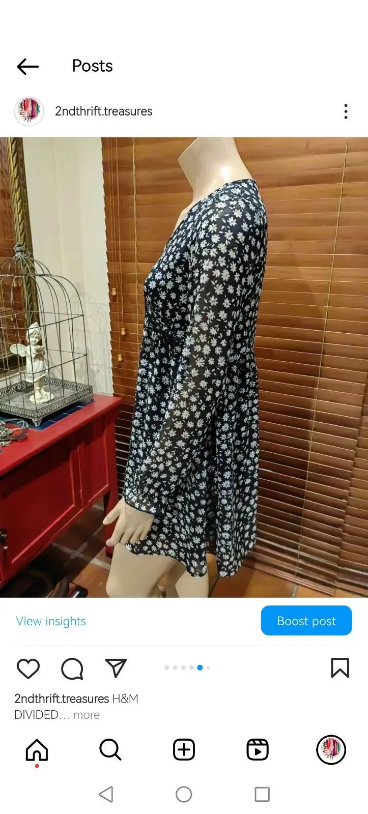 H&M Floral Long-Sleeve Dress