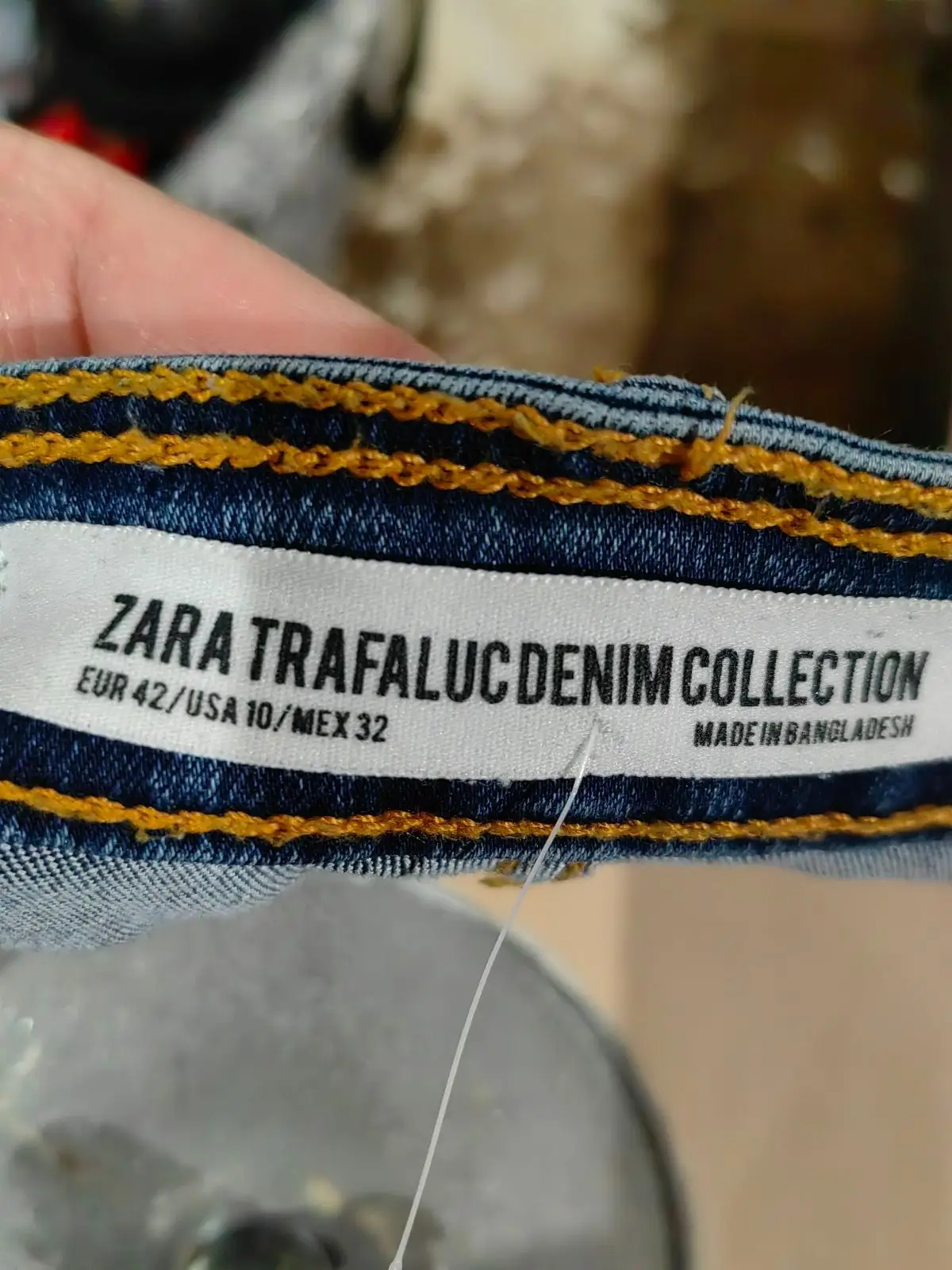 Zara High-Waisted Blue Jeans with White Stripes