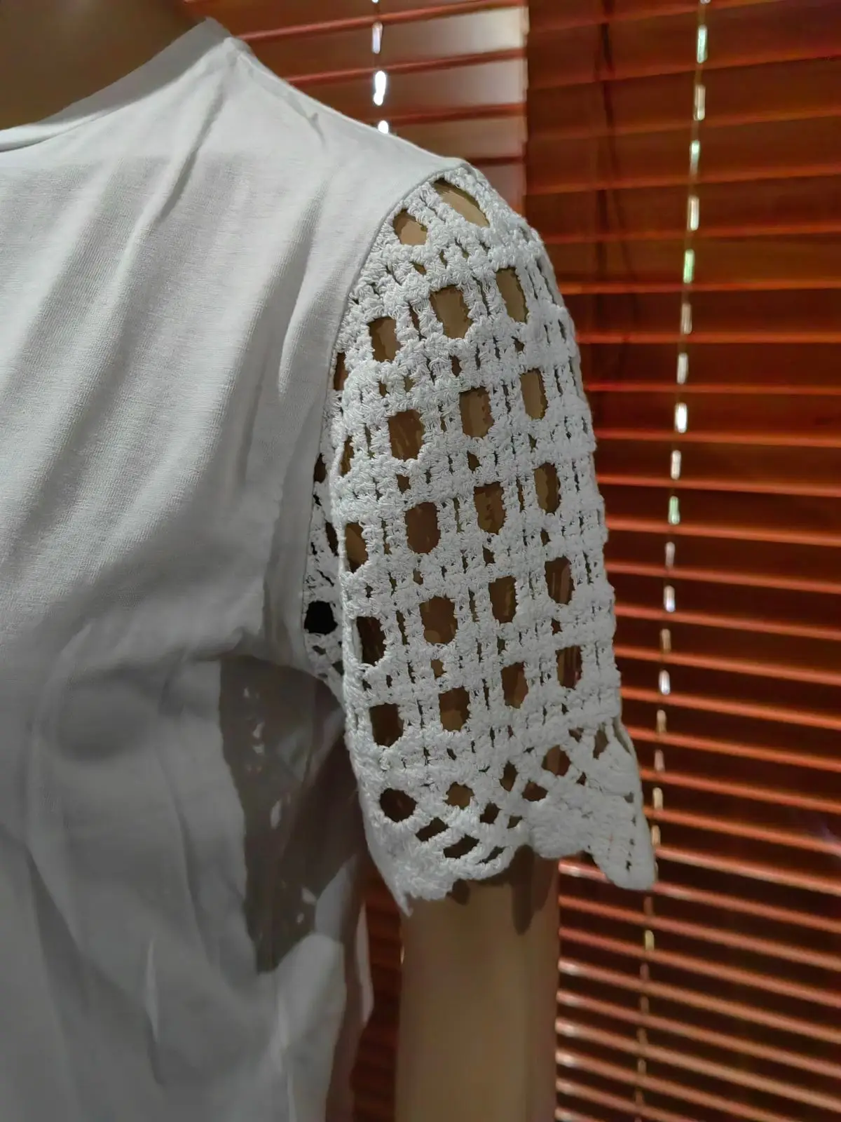 Zara White Crochet Sleeve Top