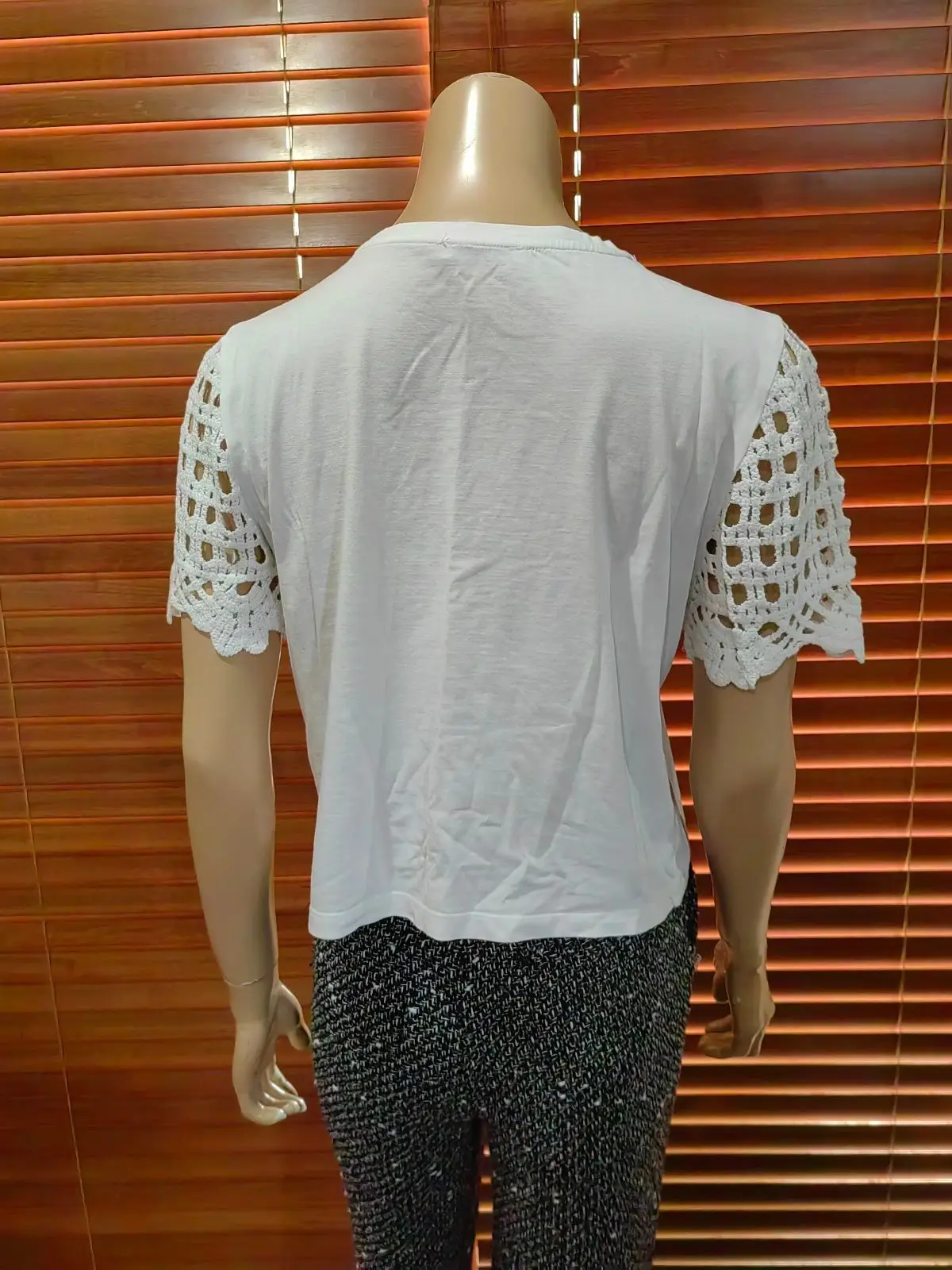 Zara White Crochet Sleeve Top
