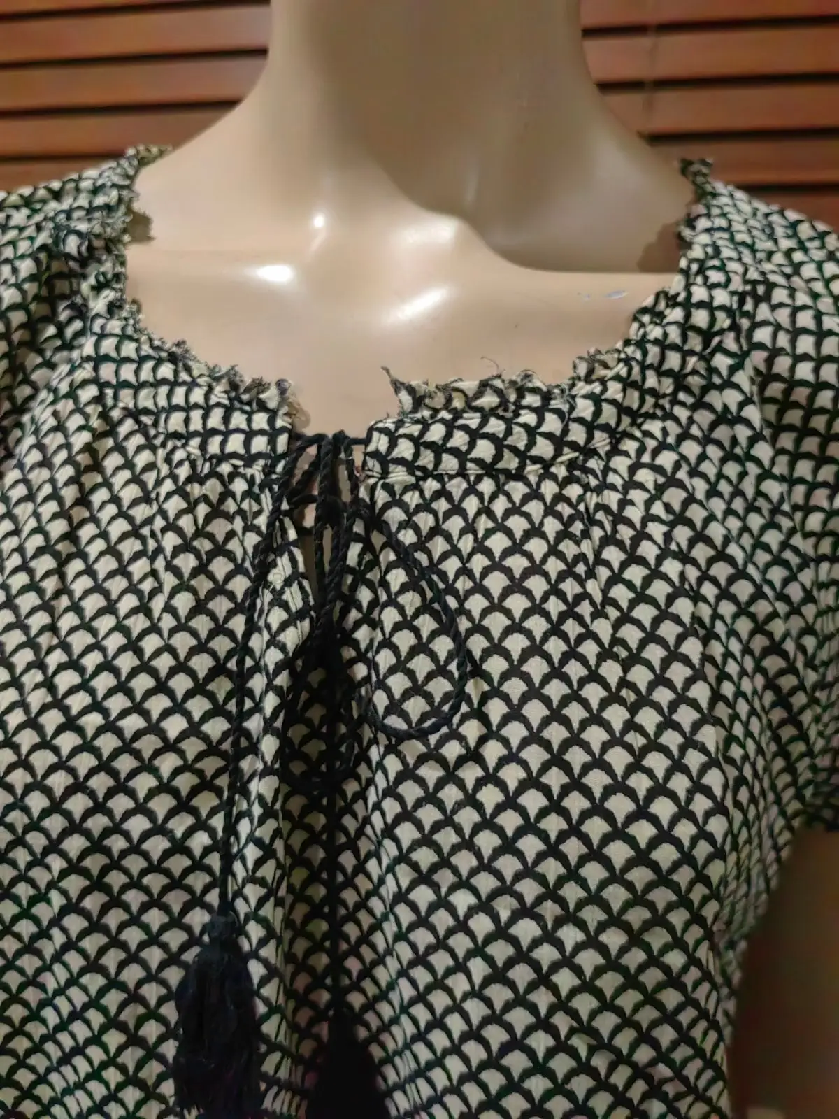 Country Road Black and White Patterned Top
