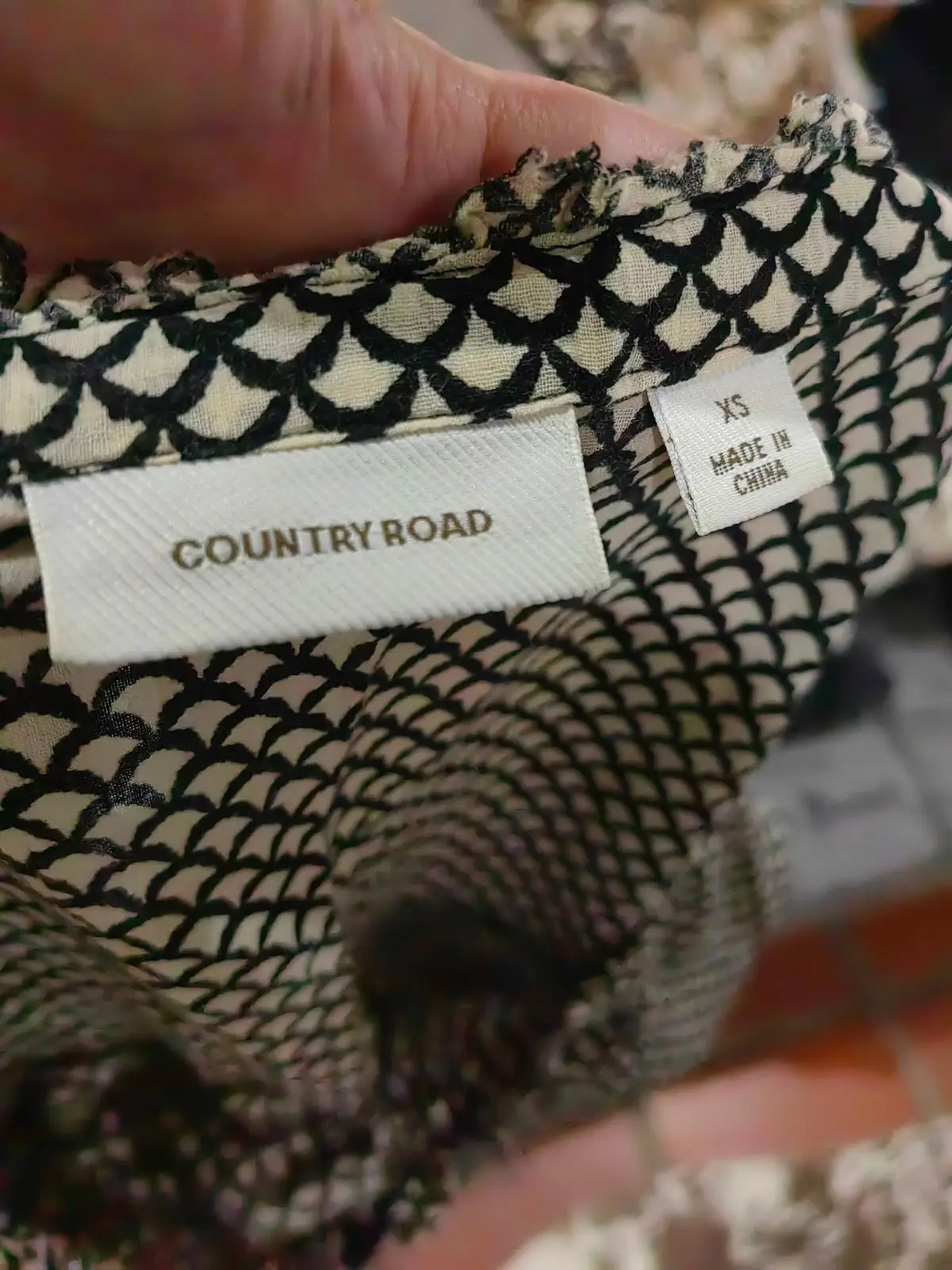 Country Road Black and White Patterned Top