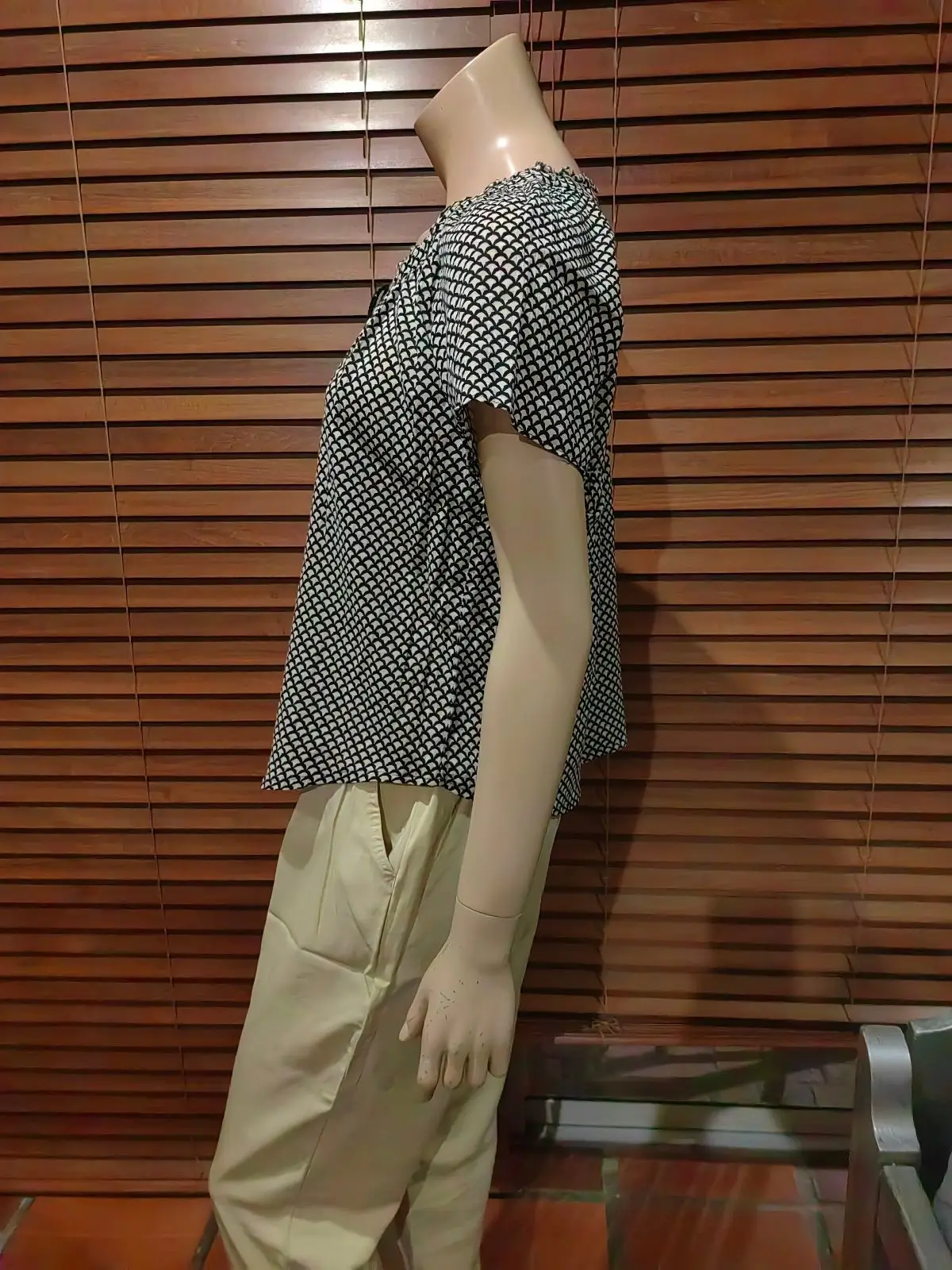 Country Road Black and White Patterned Top