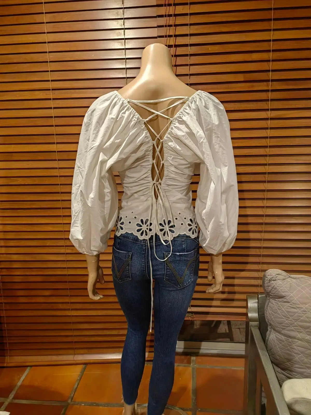 H&M H&M White Puff Sleeve Blouse