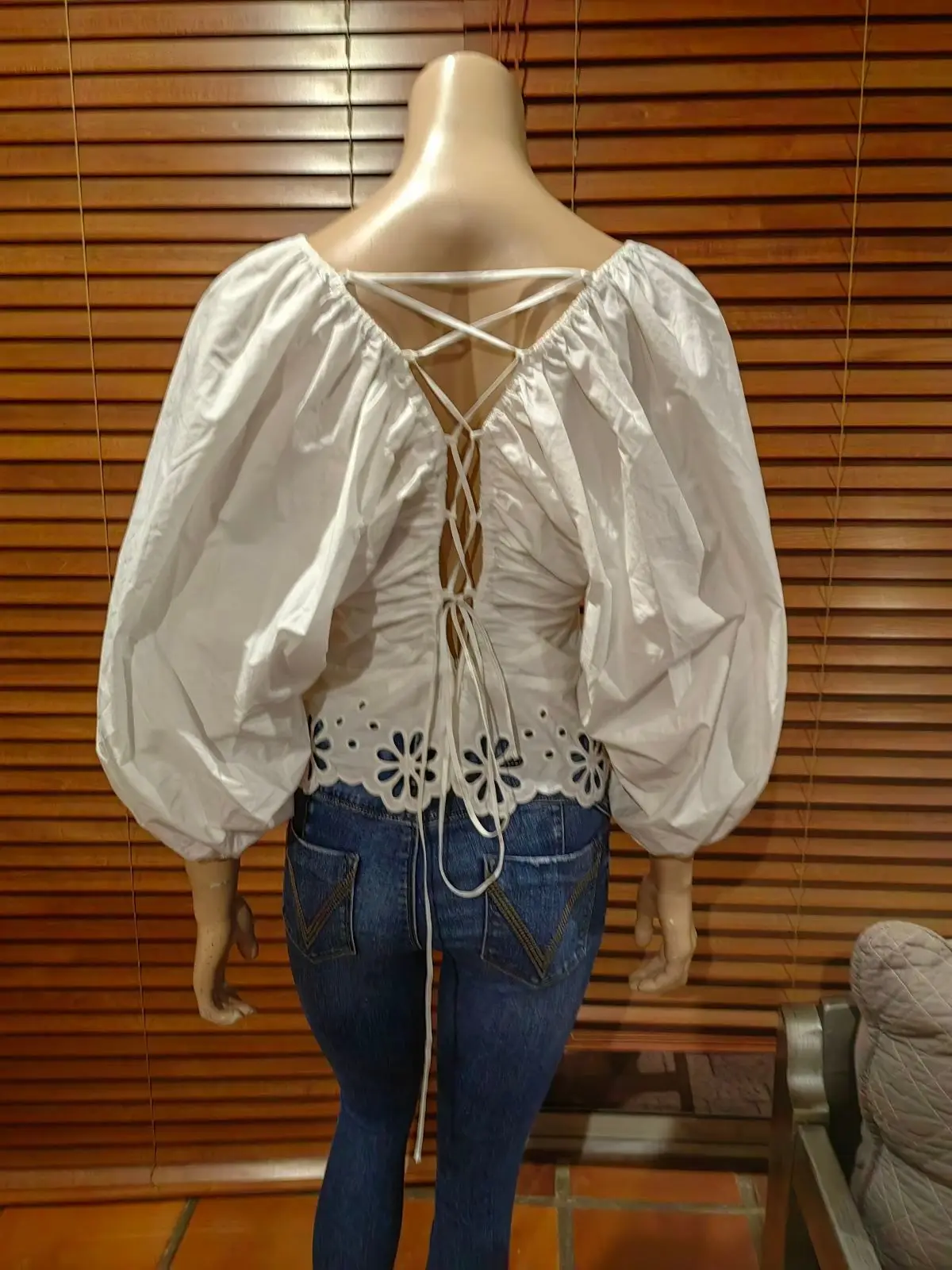 H&M White Puff Sleeve Blouse