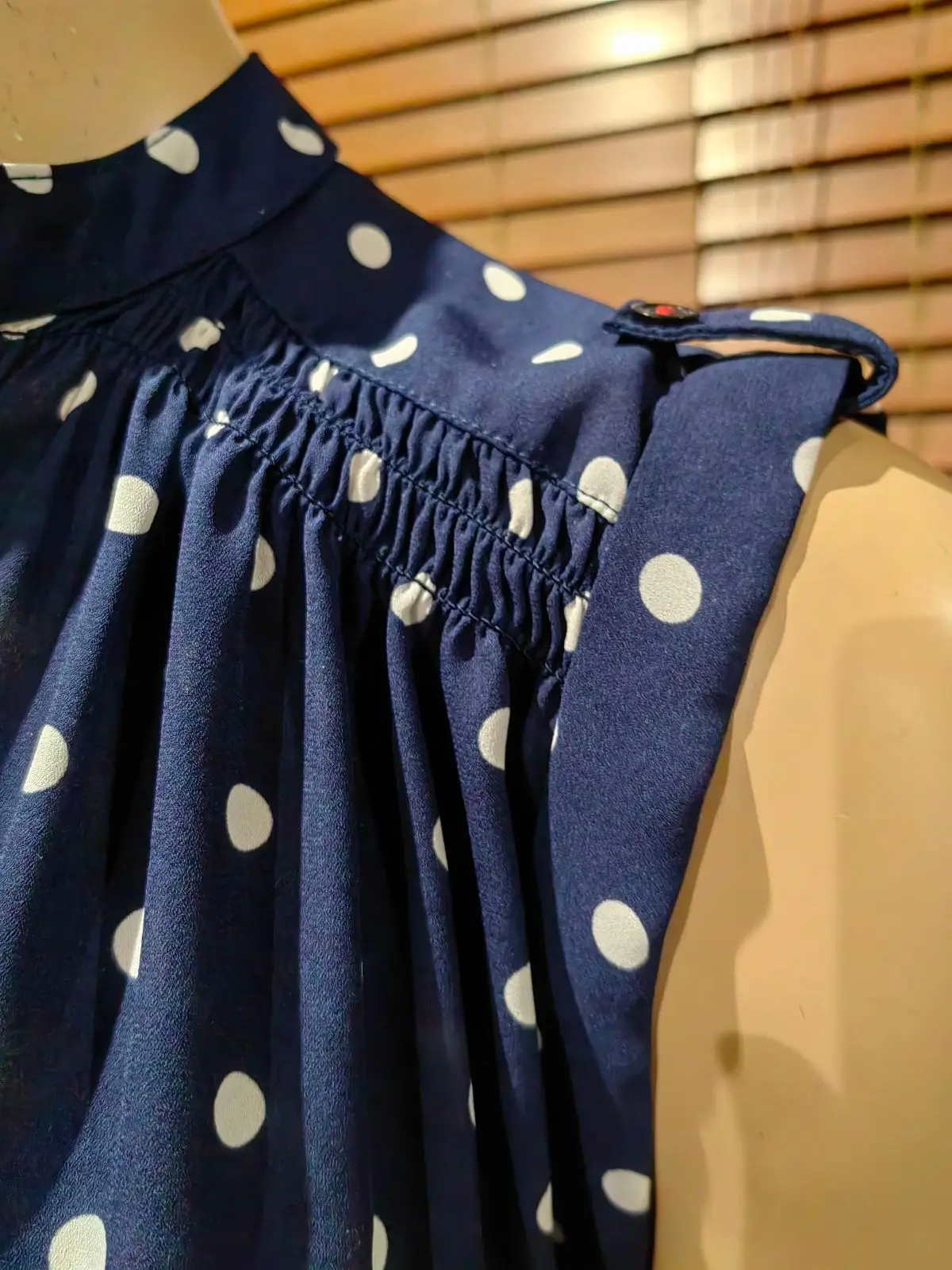 Truworths Navy Polka Dot Sleeveless Blouse