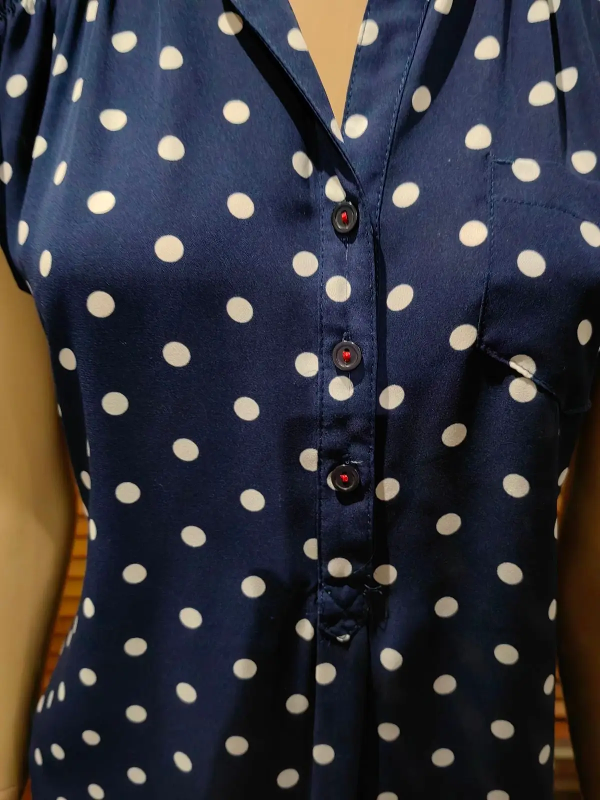 Truworths Navy Polka Dot Sleeveless Blouse