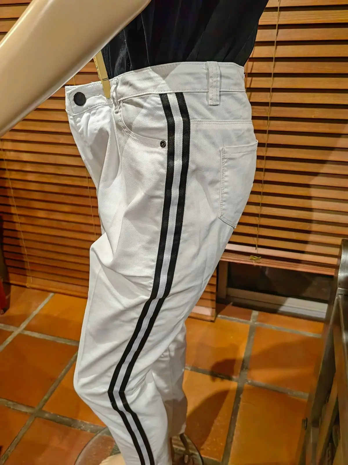 Foschini White Pants with Black Stripes