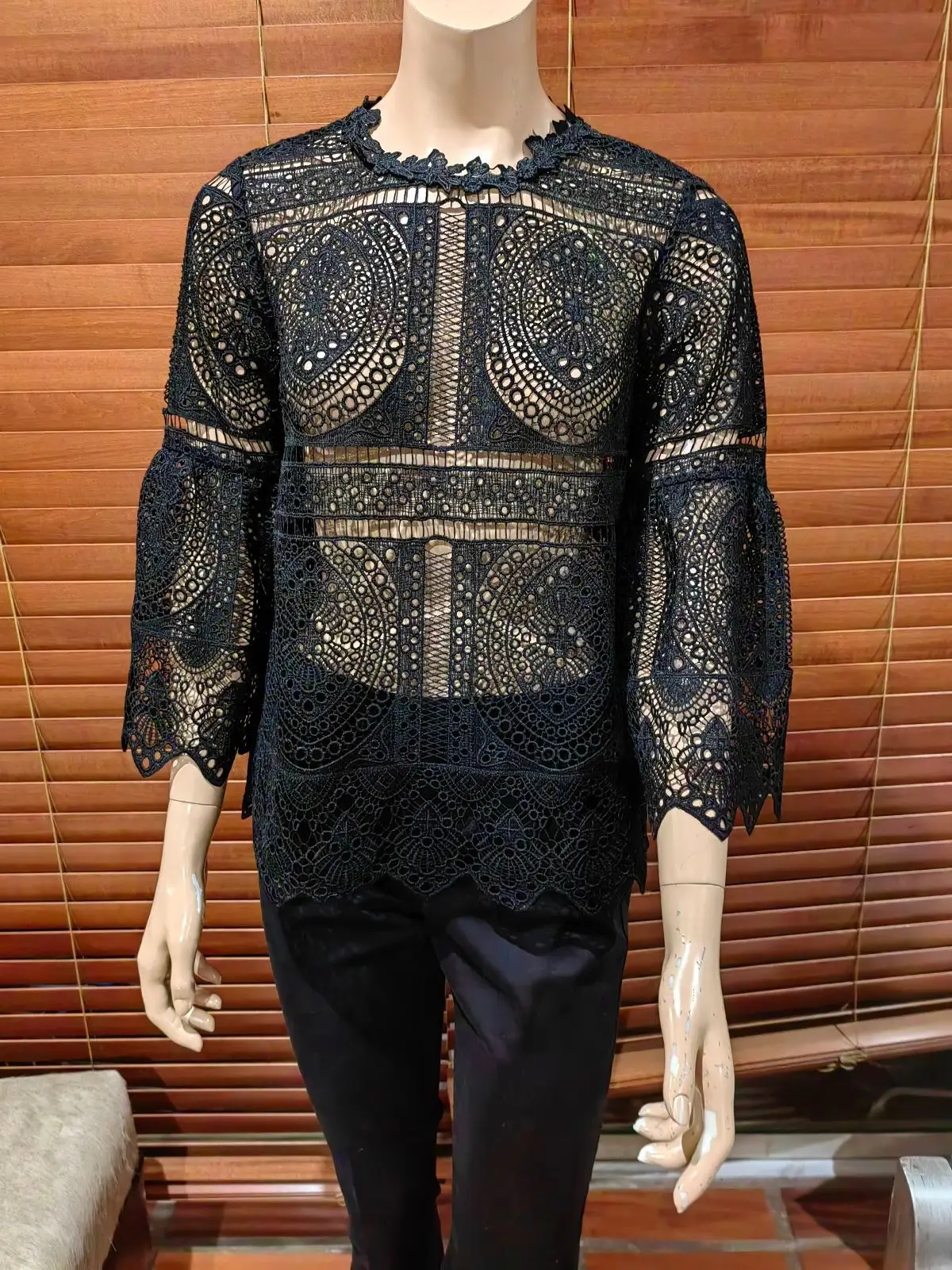 Poetry Poetry Black Lace Top Size 8
