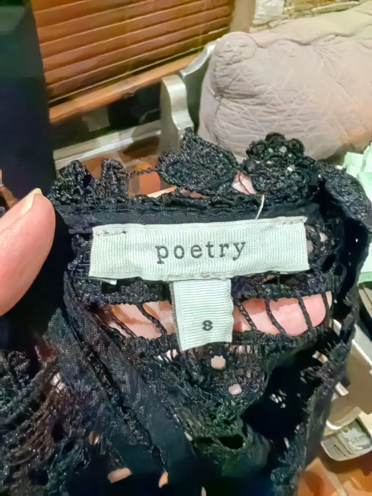 Poetry Black Lace Top Size 8