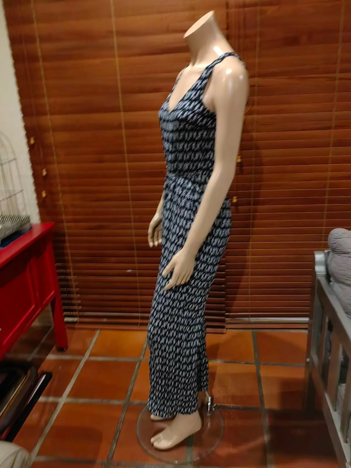 H&M Black and White Patterned Jumpsuit
