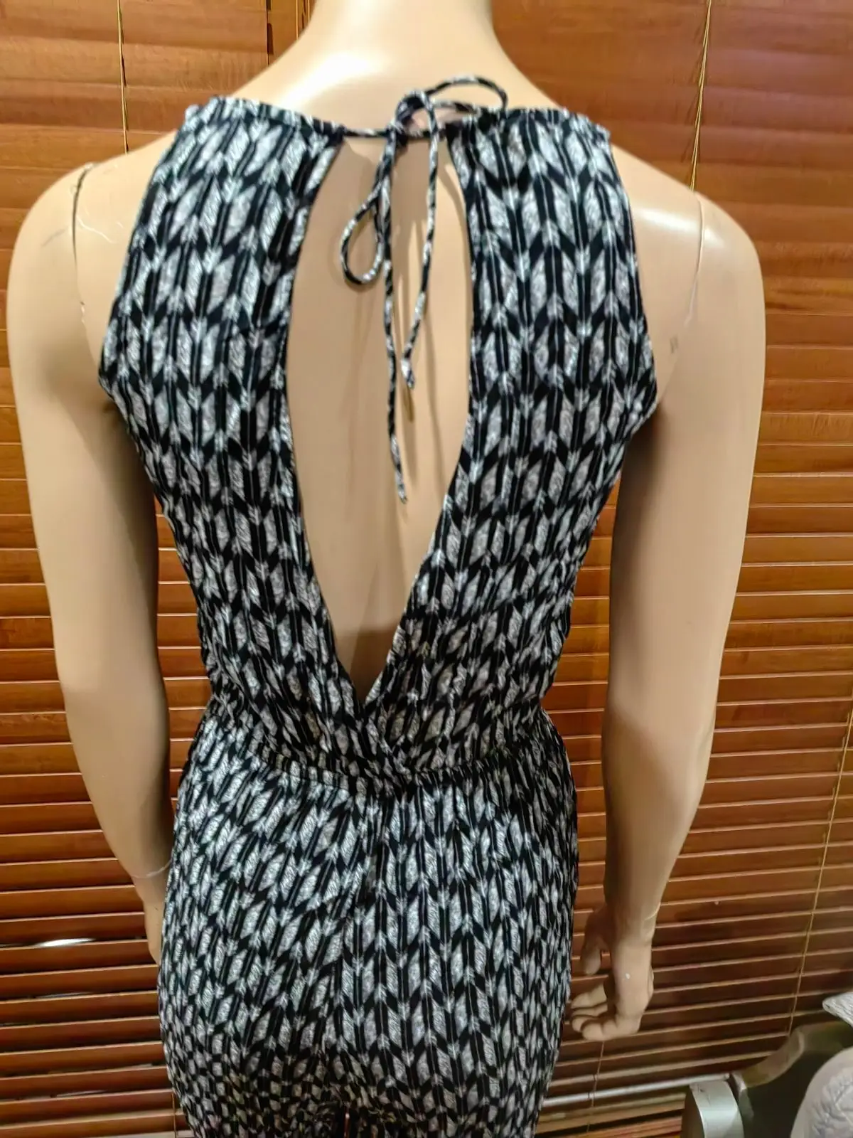 H&M Black and White Patterned Jumpsuit