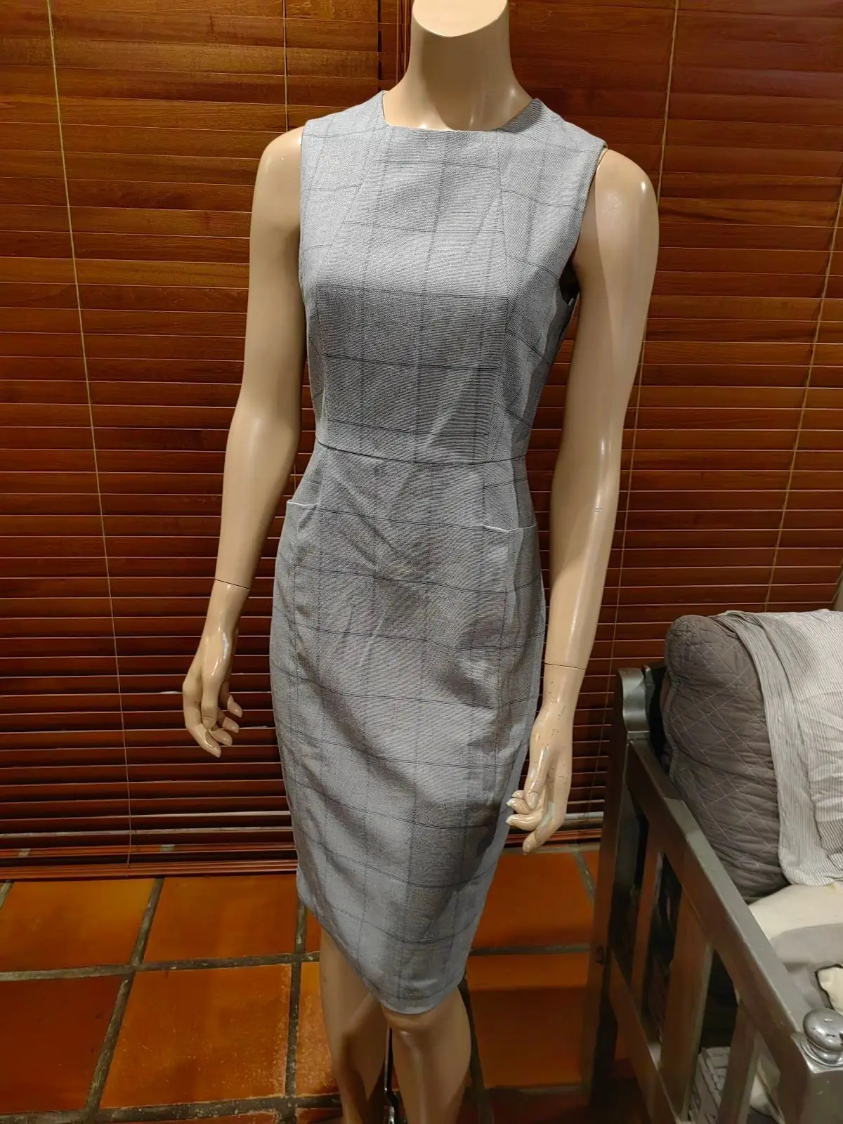 Zara Grey Checkered Dress