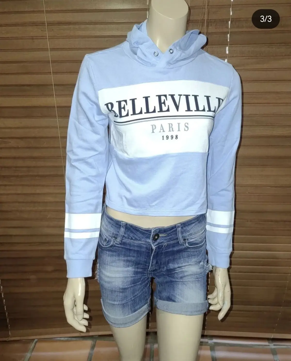H&M Light Blue Cropped Hoodie