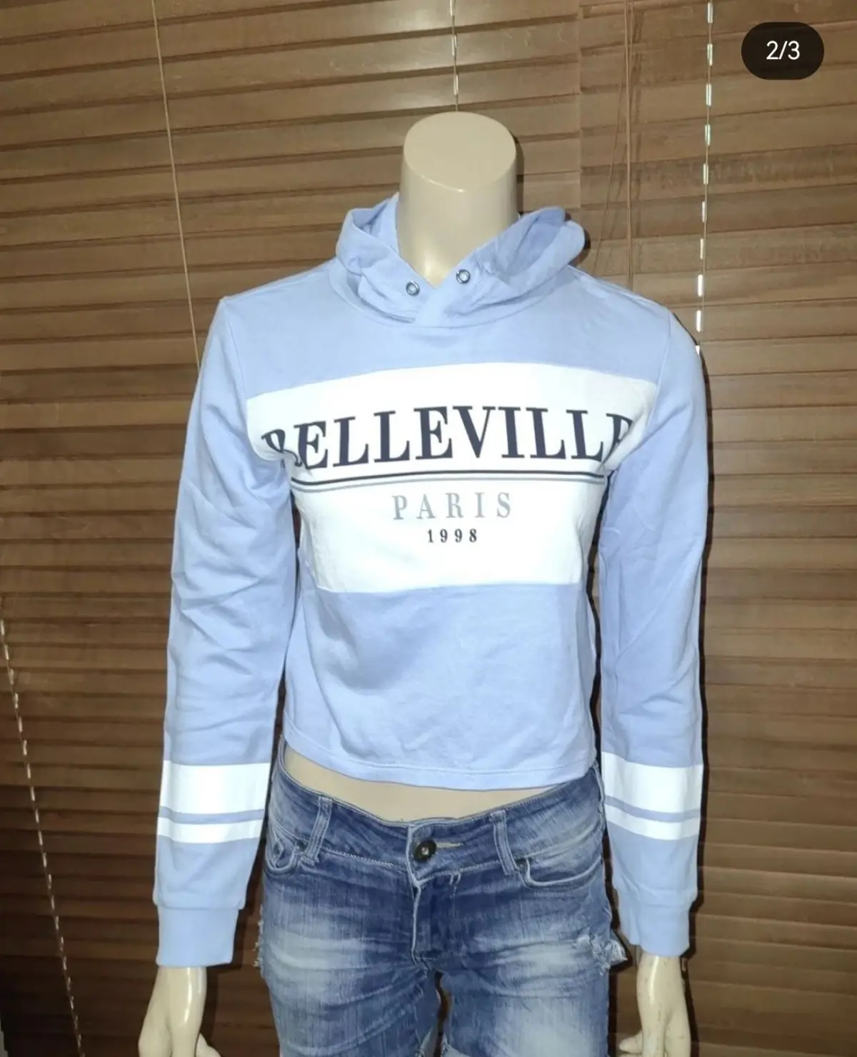 Light Blue Cropped Hoodie