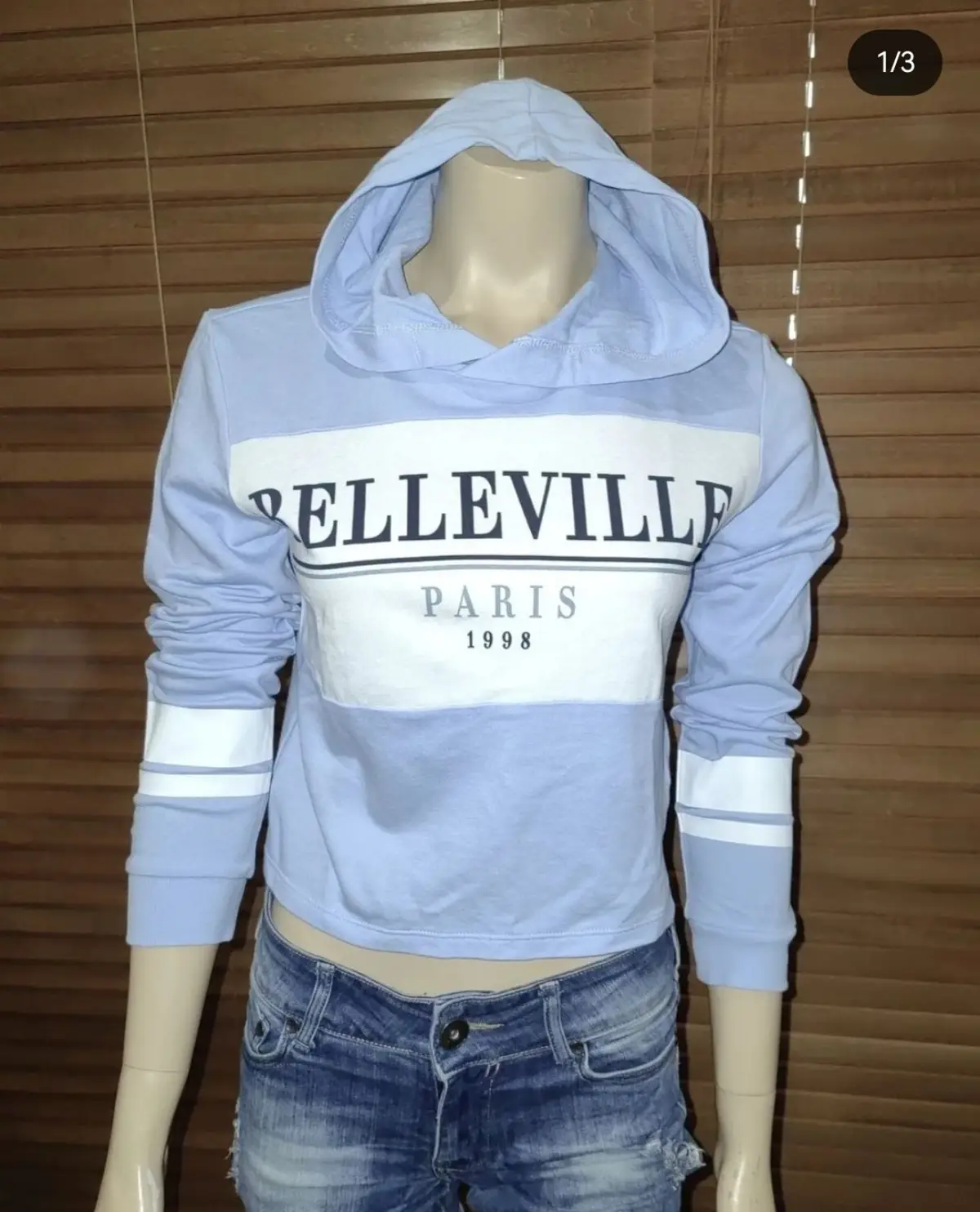 Light Blue Cropped Hoodie