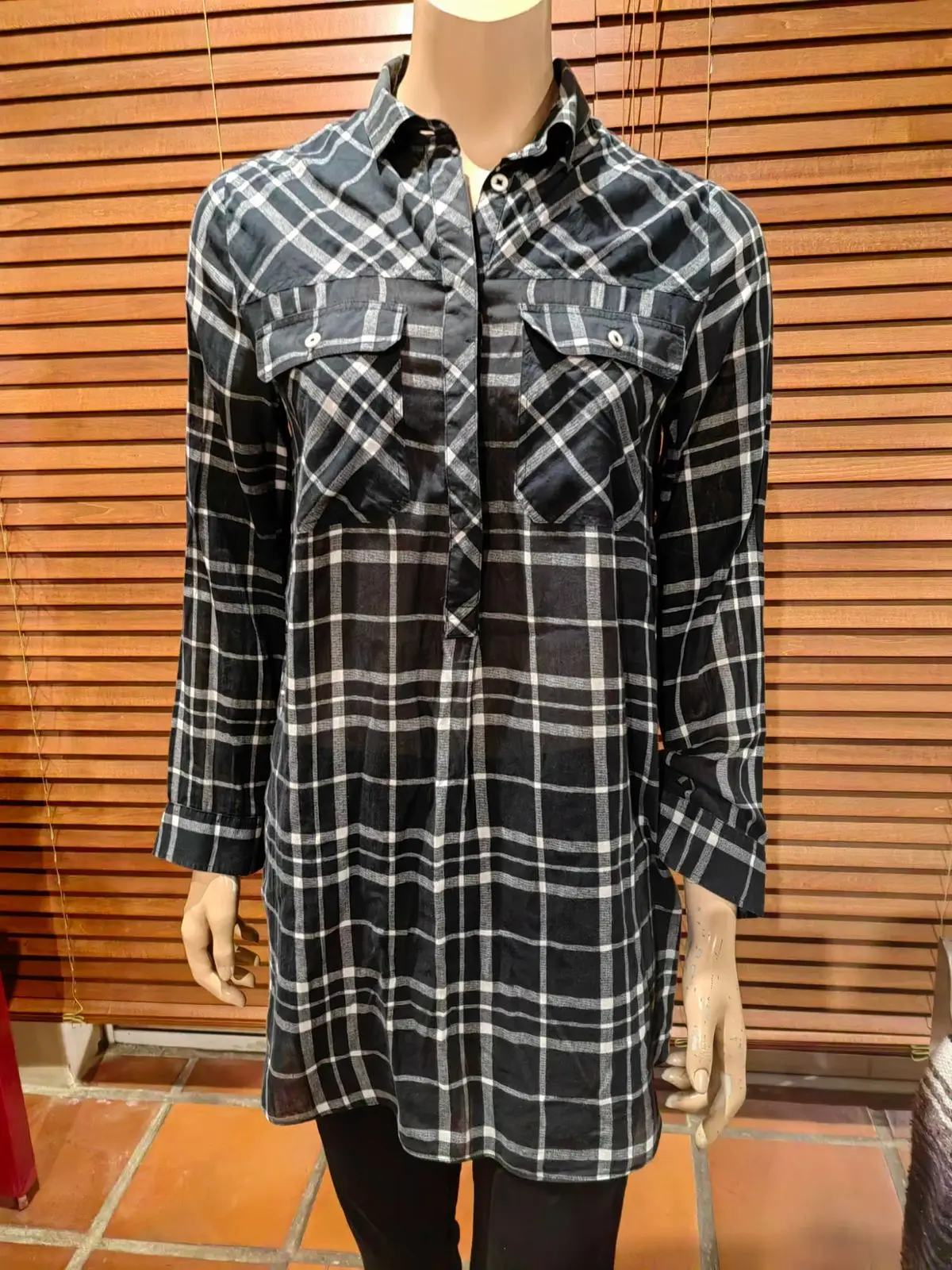 Woolworths Woolworths Black and White Plaid Shirt