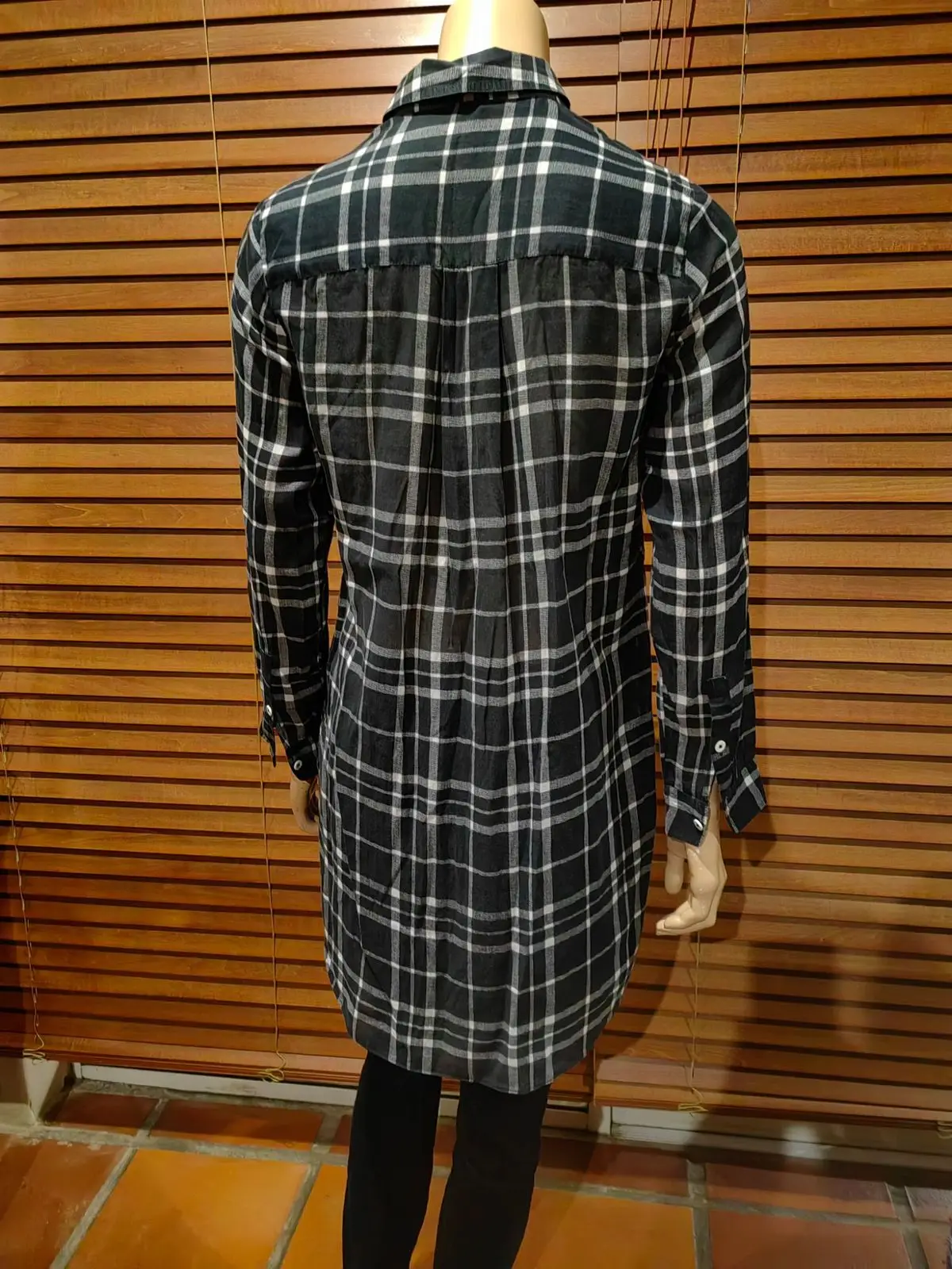 Woolworths Black and White Plaid Shirt