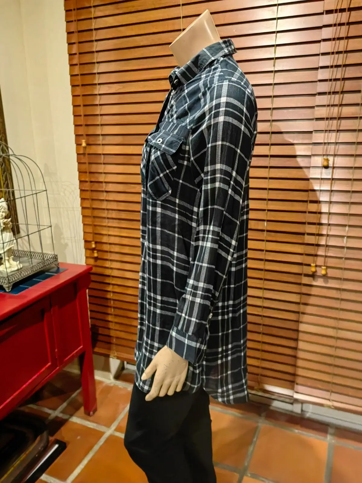 Woolworths Black and White Plaid Shirt
