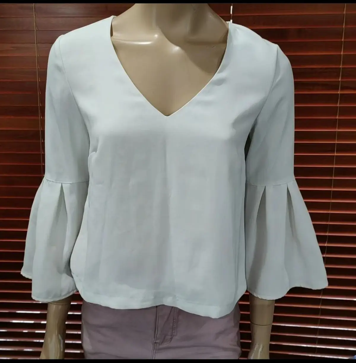 H&M H&M Light Grey Bell Sleeve Blouse