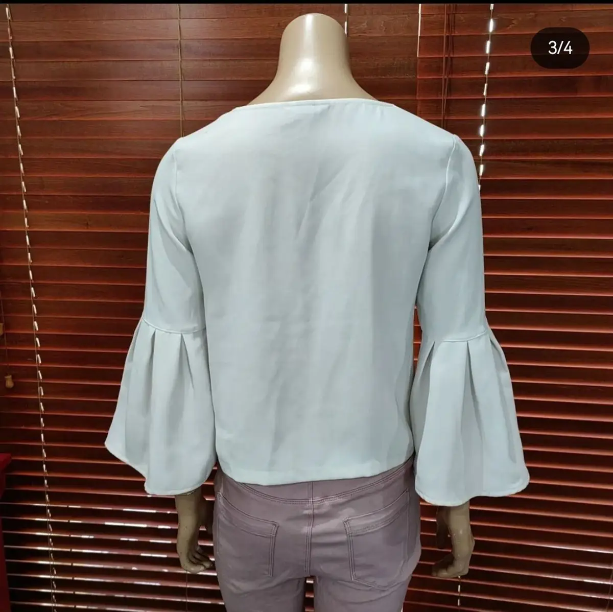 H&M Light Grey Bell Sleeve Blouse
