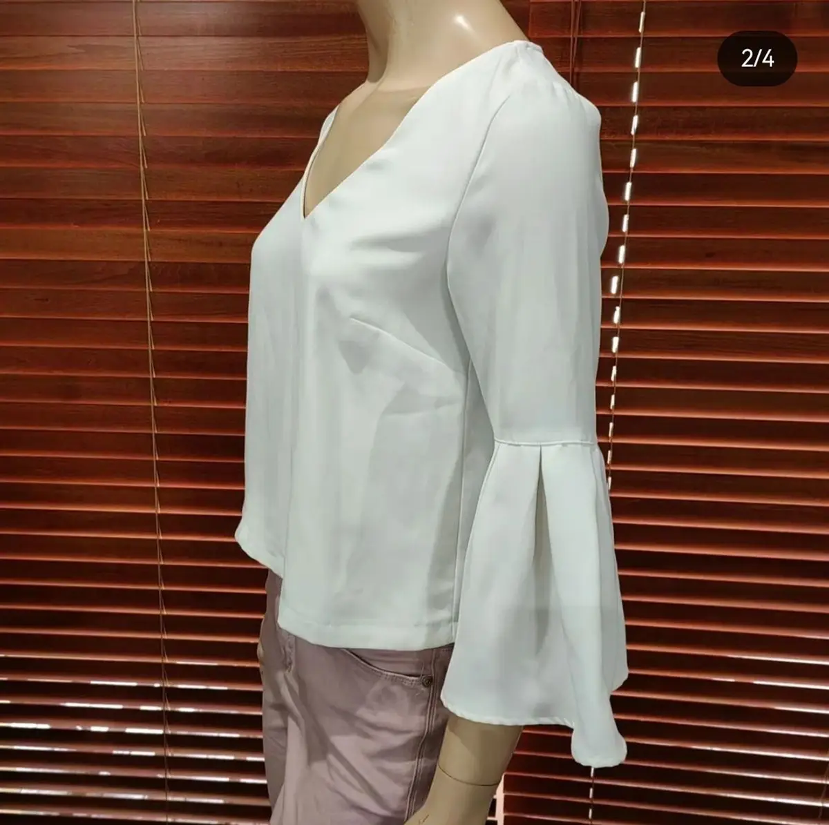 H&M Light Grey Bell Sleeve Blouse