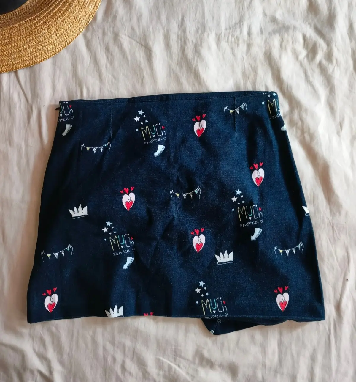 Zara Navy Printed Skirt