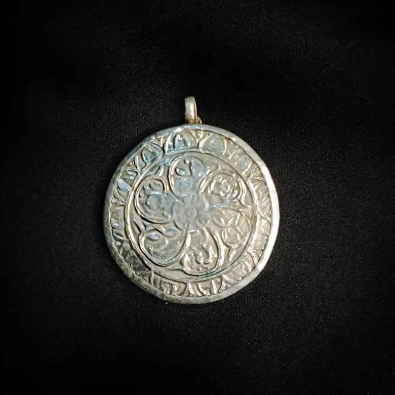 Vintage Handpainted Hindu Deity encased in Sterling silver