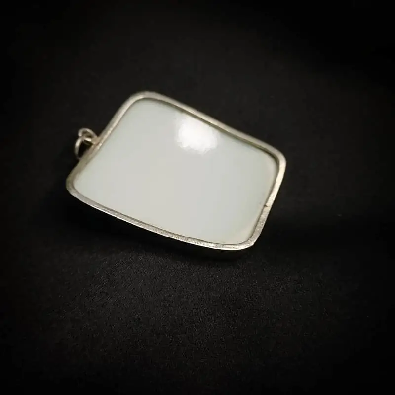 Vintage Handpainted Porcelain Tile Encased in Sterling Silver