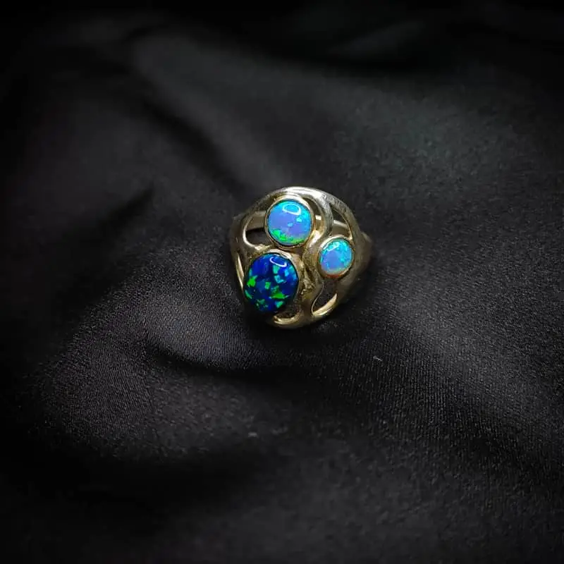 Other Bespoke  Triple Opal Stone Ring set in Sterling silver