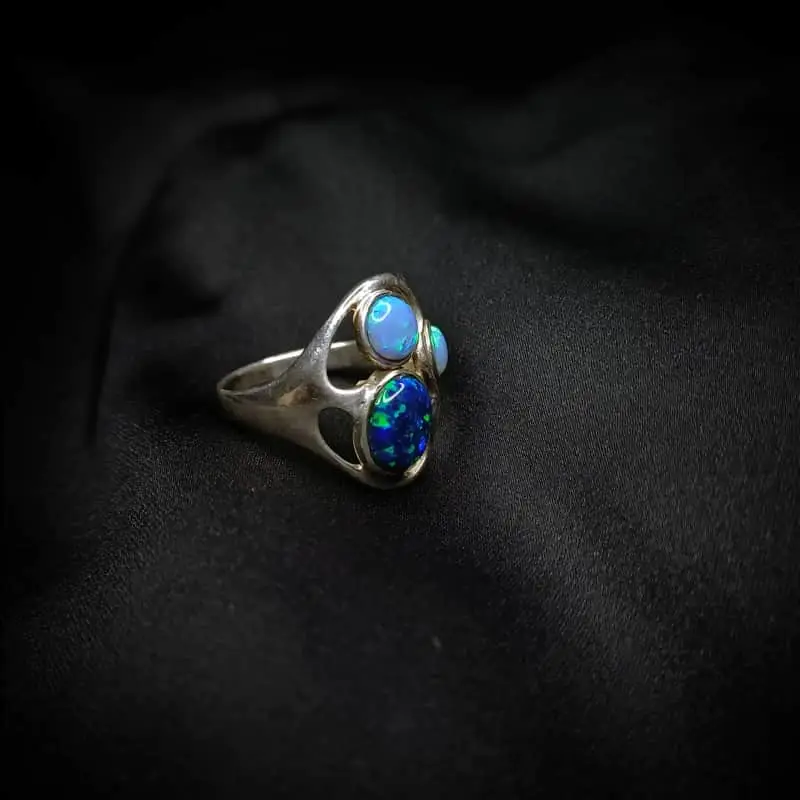 Bespoke  Triple Opal Stone Ring set in Sterling silver