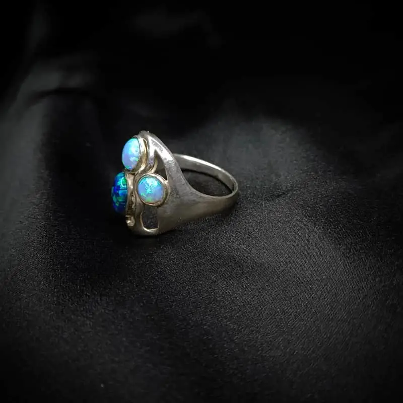 Bespoke  Triple Opal Stone Ring set in Sterling silver