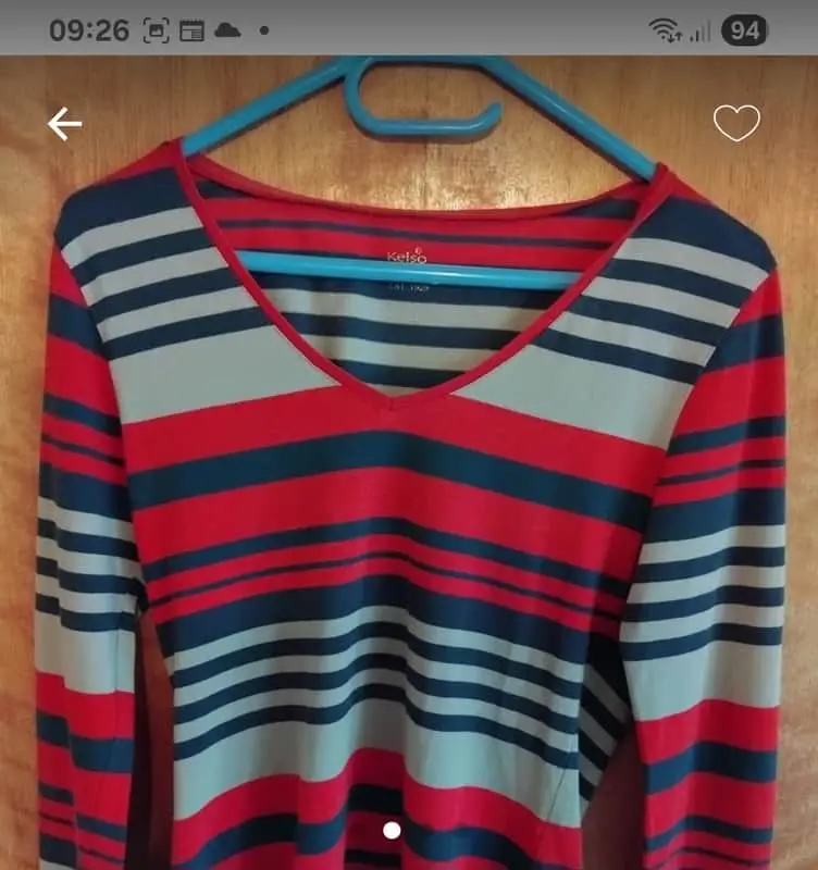 Kelso ladies long sleeve red,cream and navy striped t shirt