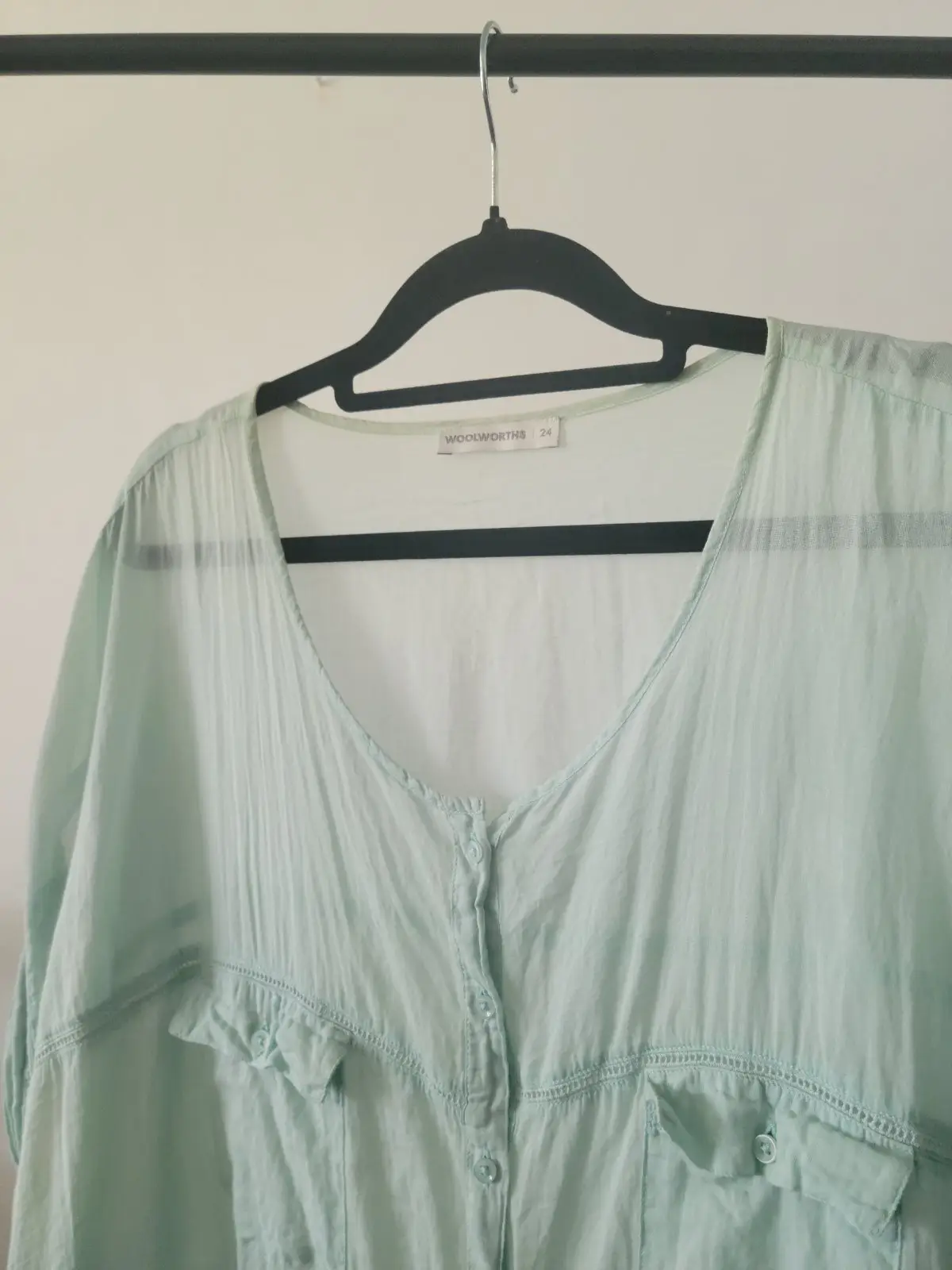 Woolworths Light Green Button-Up Top