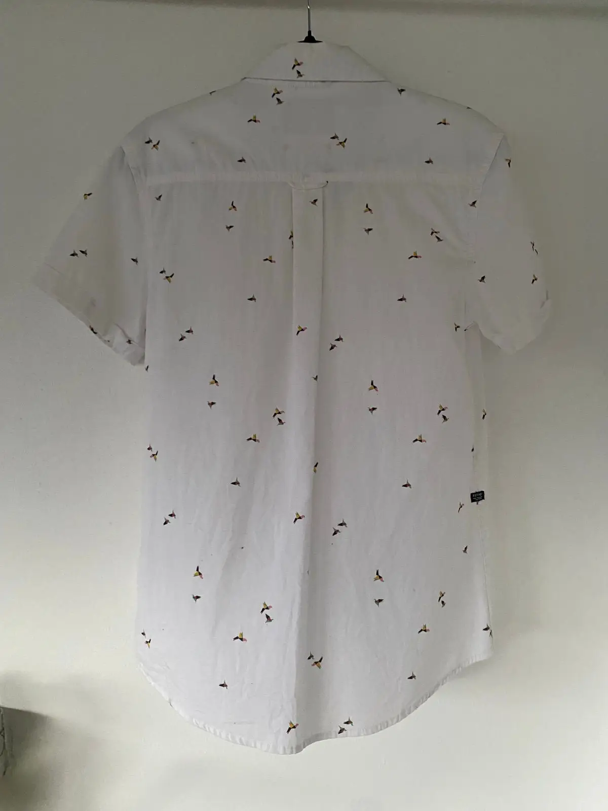 Refinery White Short Sleeve Bird Print Shirt