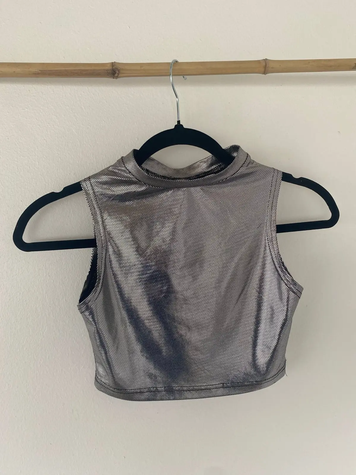 Edgars Edgars Metallic Silver High Neck Crop Top