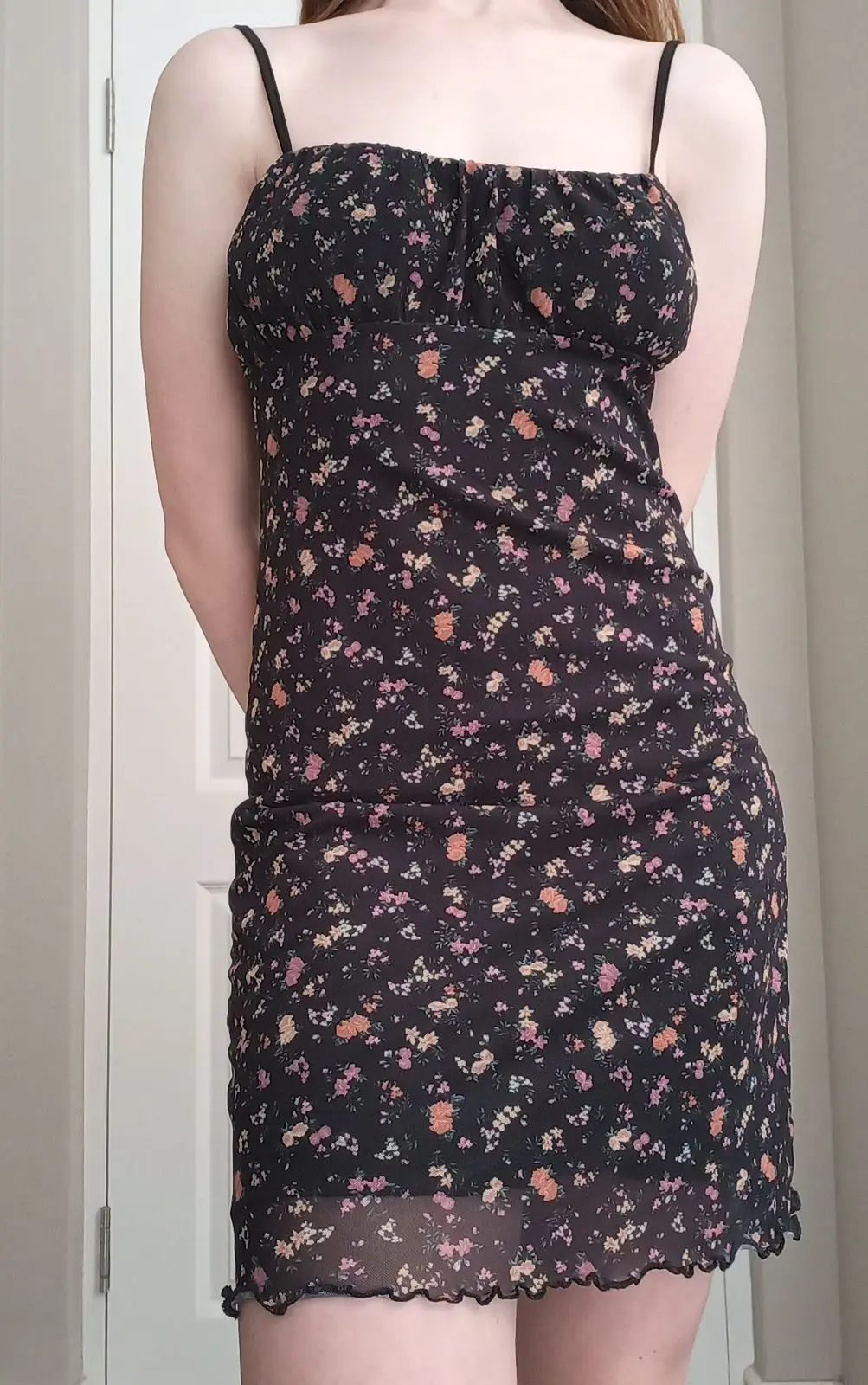 Factorie Factorie Black Floral Mesh Mini Dress