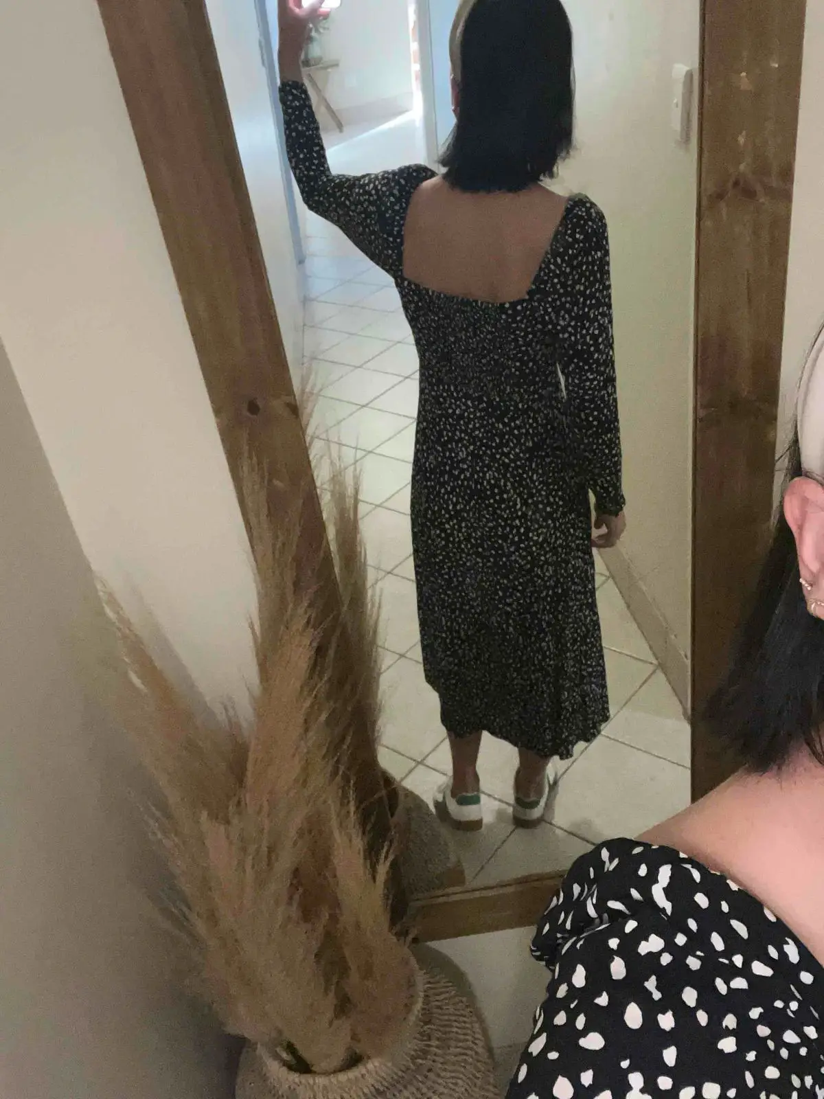 Poetry Black and White Patterned Midi Dress